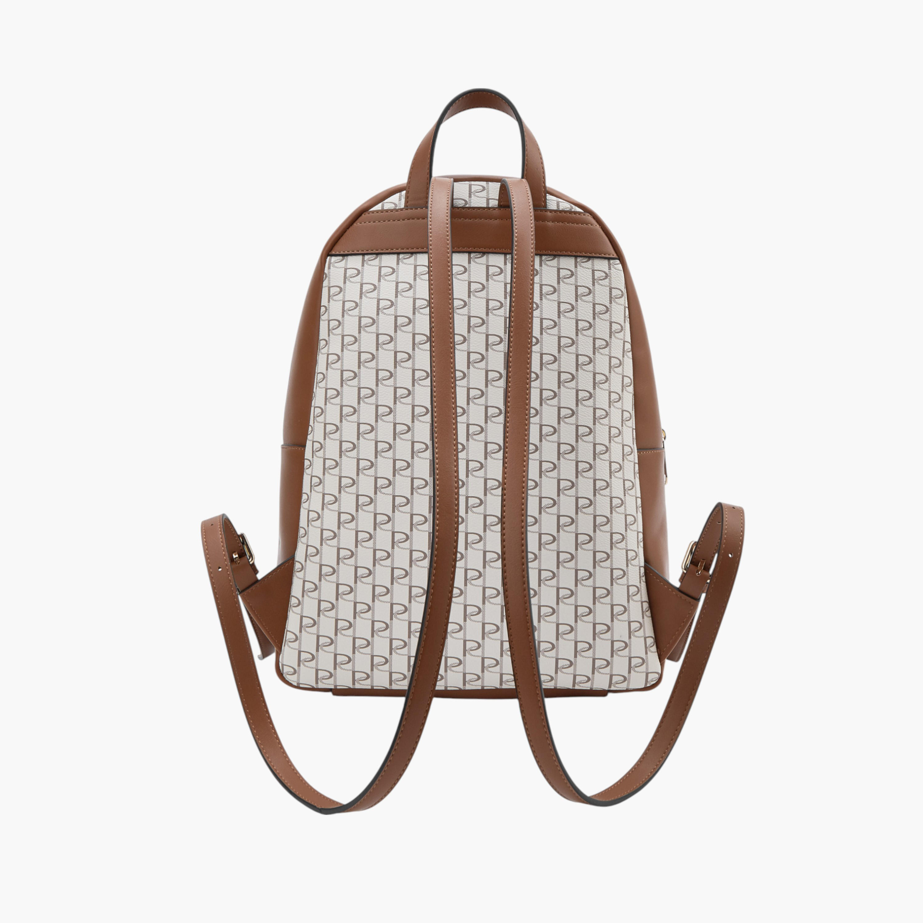 شنطة ظهر بطبعات مونوجرام وسحاب إغلاق من بابريكا - 12x26x36 سم-women-bagsandwallets-backpacks-image-4