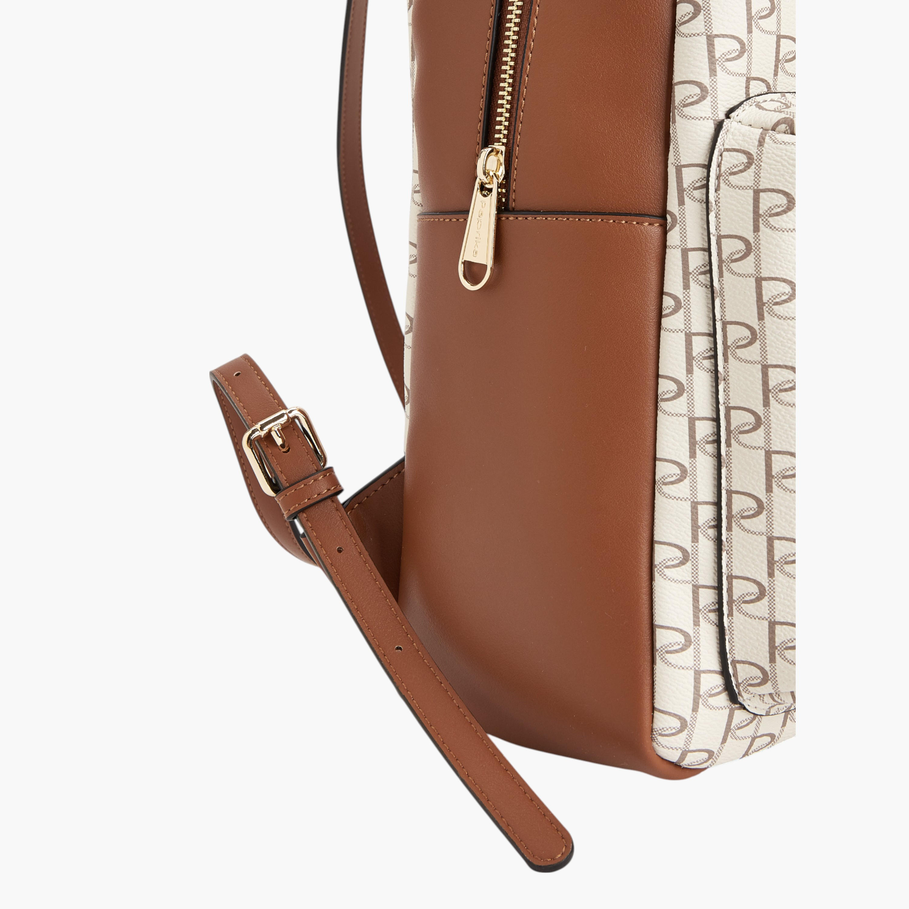 شنطة ظهر بطبعات مونوجرام وسحاب إغلاق من بابريكا - 12x26x36 سم-women-bagsandwallets-backpacks-image-6