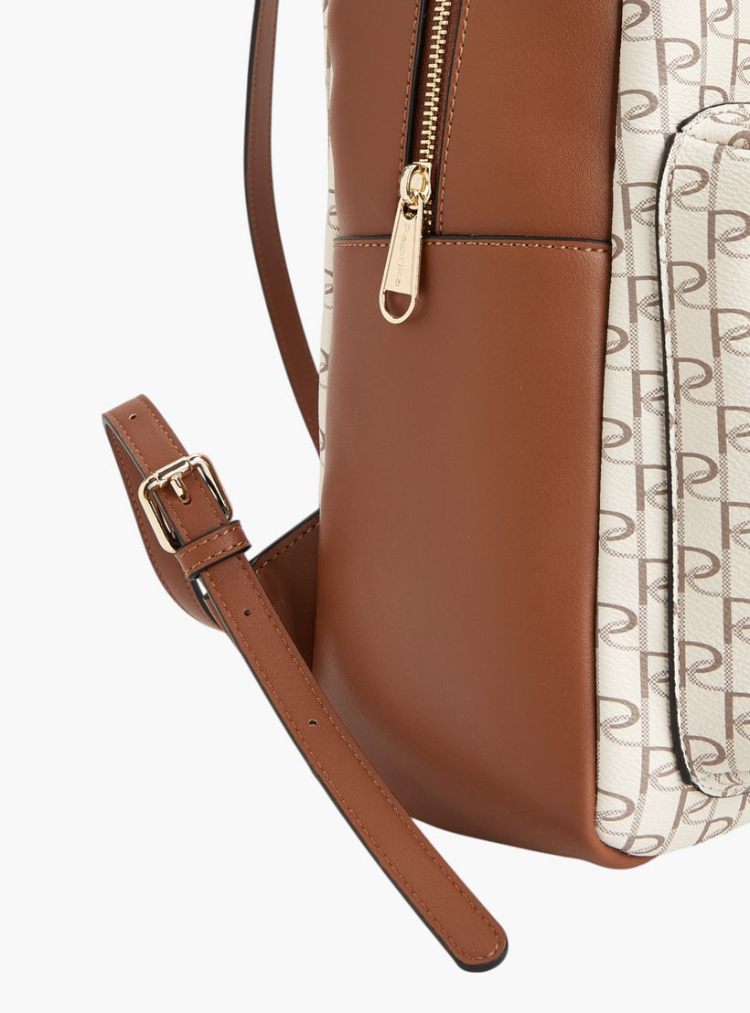شنطة ظهر بطبعات مونوجرام وسحاب إغلاق من بابريكا - 12x26x36 سم-women-bagsandwallets-backpacks-image-6