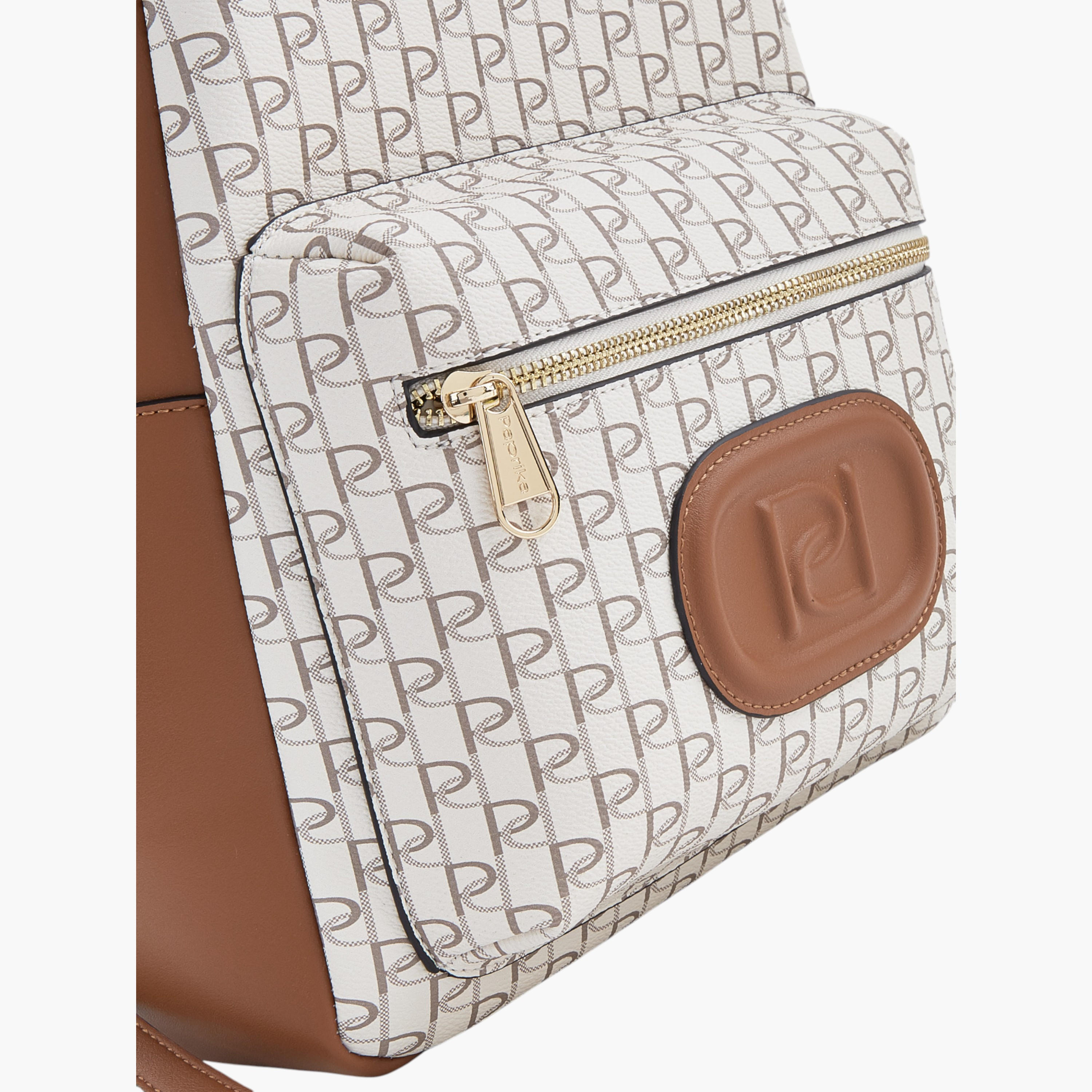 شنطة ظهر بطبعات مونوجرام وسحاب إغلاق من بابريكا - 12x26x36 سم-women-bagsandwallets-backpacks-image-7