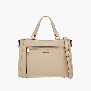 Paprika Solid Tote Bag with Adjustable Shoulder Strap and Zip Closure-women-image-1