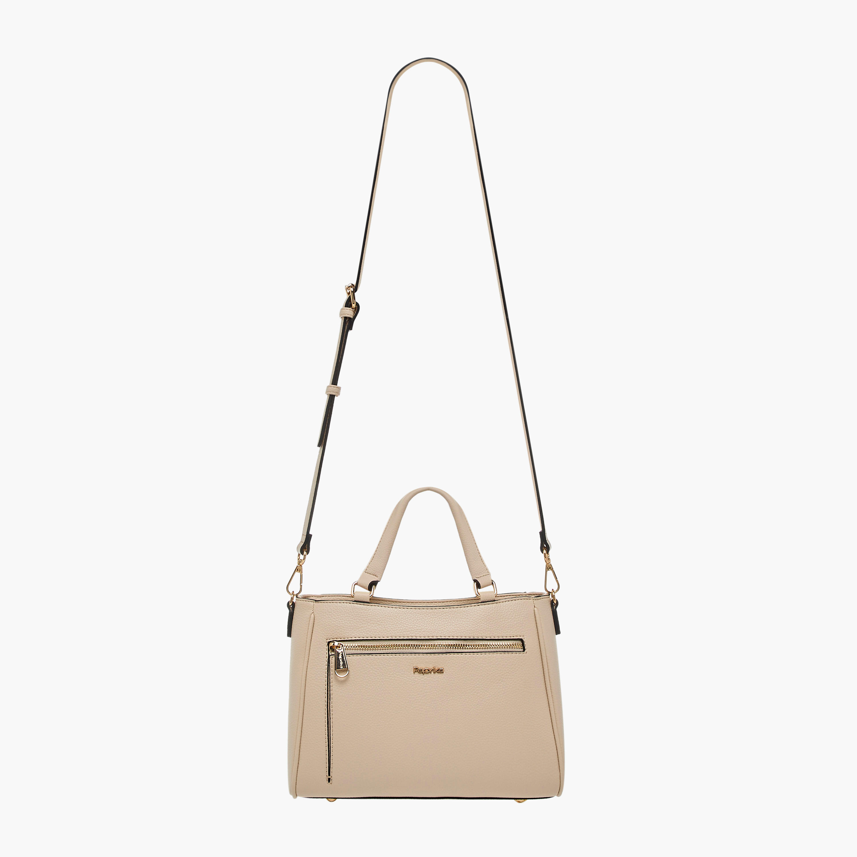 Paprika Solid Tote Bag with Adjustable Shoulder Strap and Zip Closure-women-bagsandwallets-handbags-image-3