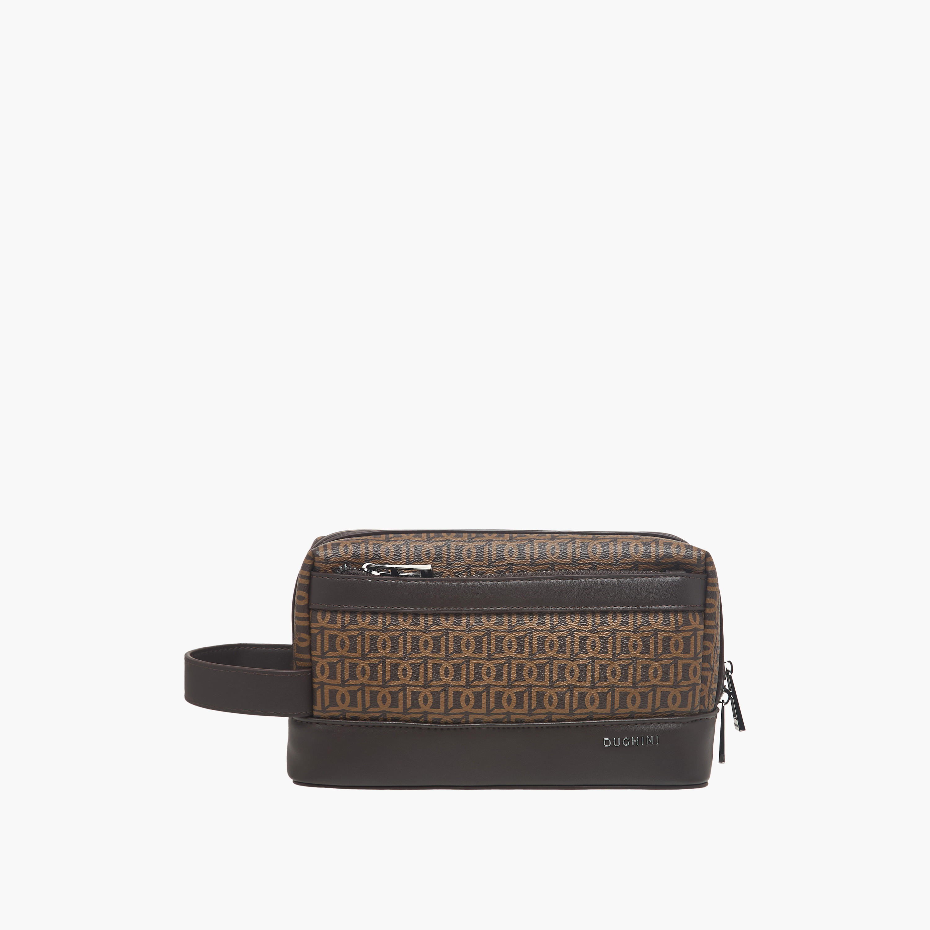 شنطة صغيرة بطبعة مونوجرام مع مقبض معصم وسحاب للإغلاق من دوتشيني-travel-accessories-image-1
