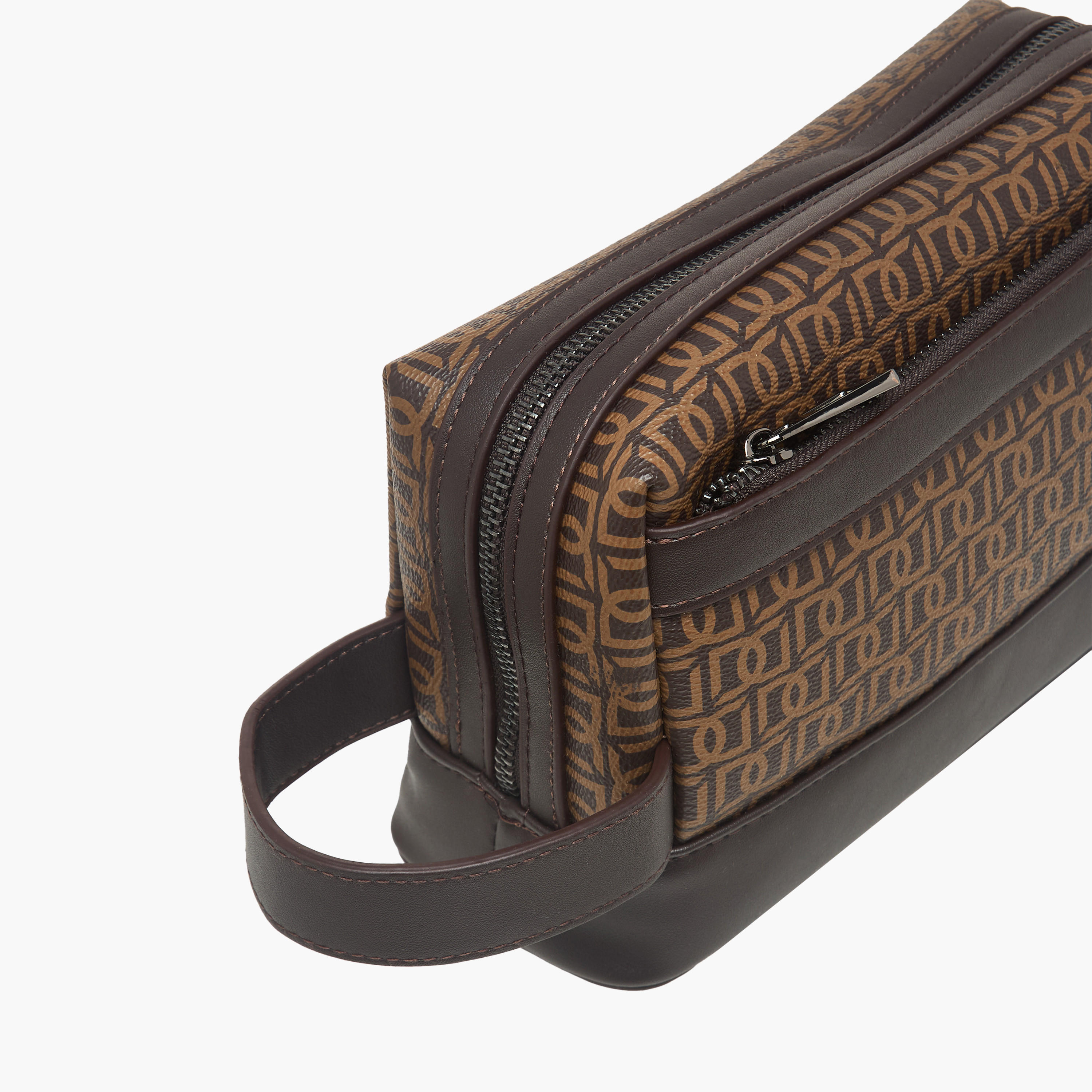 شنطة صغيرة بطبعة مونوجرام مع مقبض معصم وسحاب للإغلاق من دوتشيني-travel-accessories-image-3