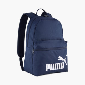 Puma Logo Print School Backpack with Adjustable Shoulder Straps and Zip Closure-school-image-1