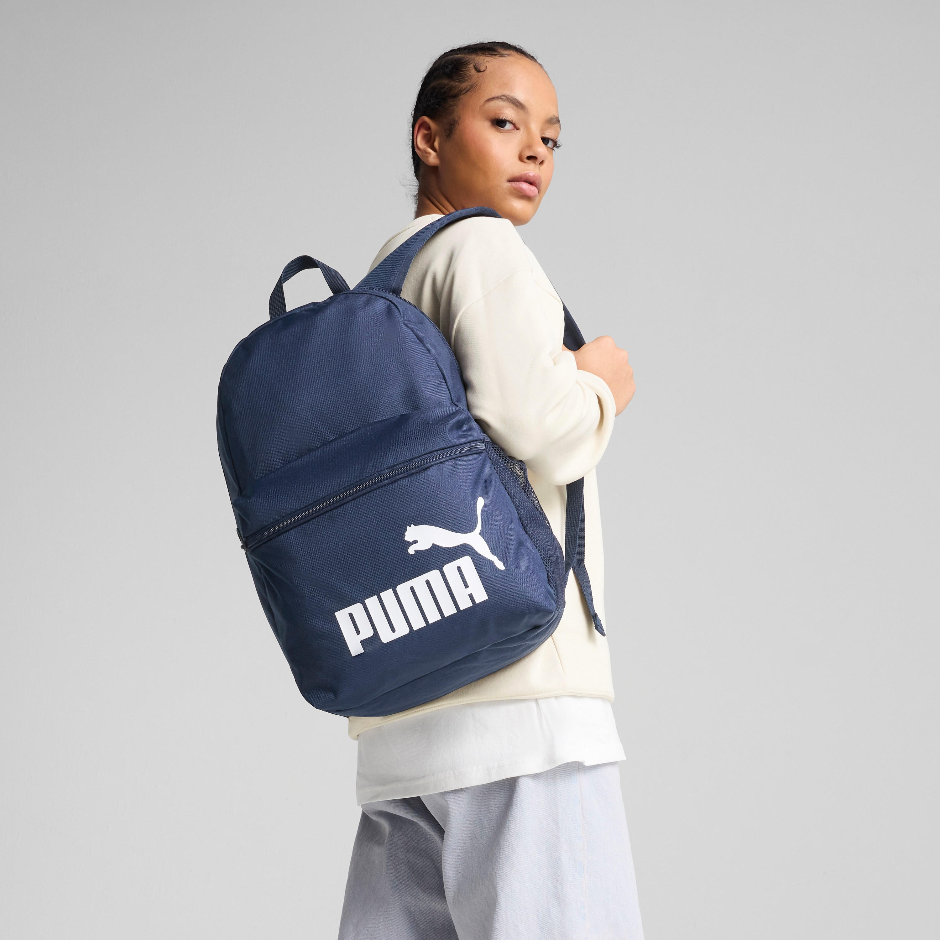 Puma Logo Print School Backpack with Adjustable Shoulder Straps and Zip Closure-school-bagsandbackpacks-backpacks-image-2