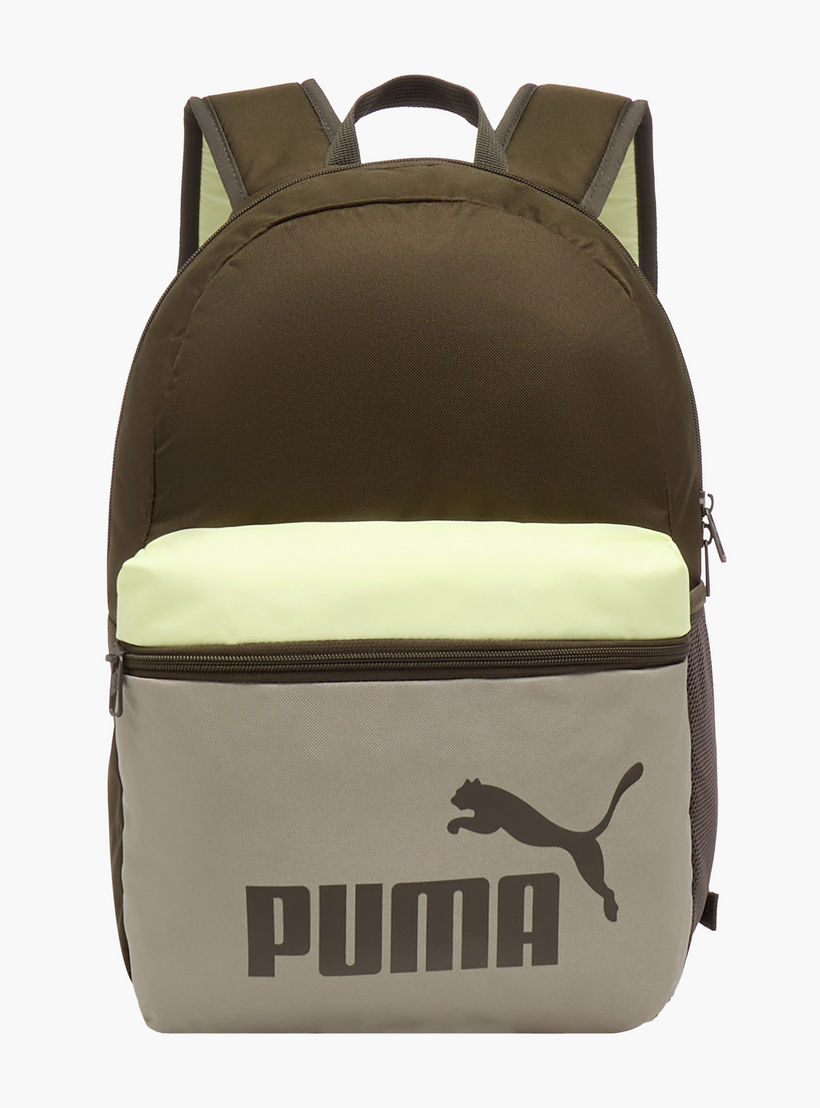 Puma Logo Print School Backpack with Adjustable Straps and Zip Closure-boys-accessories-bagsandbackpacks-image-1
