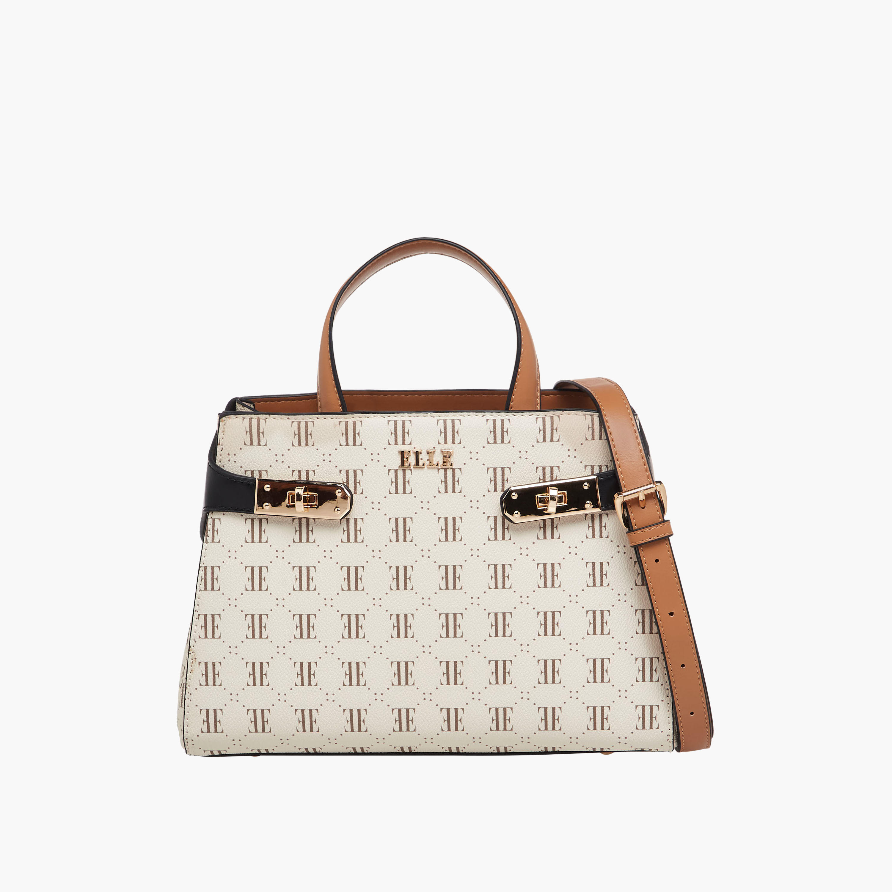 Elle Monogram Print Tote Bag with Detachable Strap-women-bagsandwallets-handbags-image-1