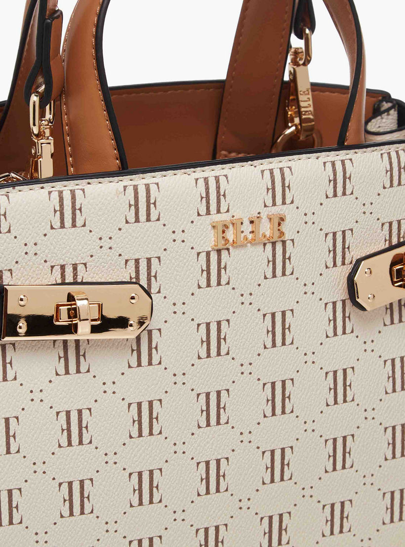 Elle Monogram Print Tote Bag with Detachable Strap-women-bagsandwallets-handbags-image-5