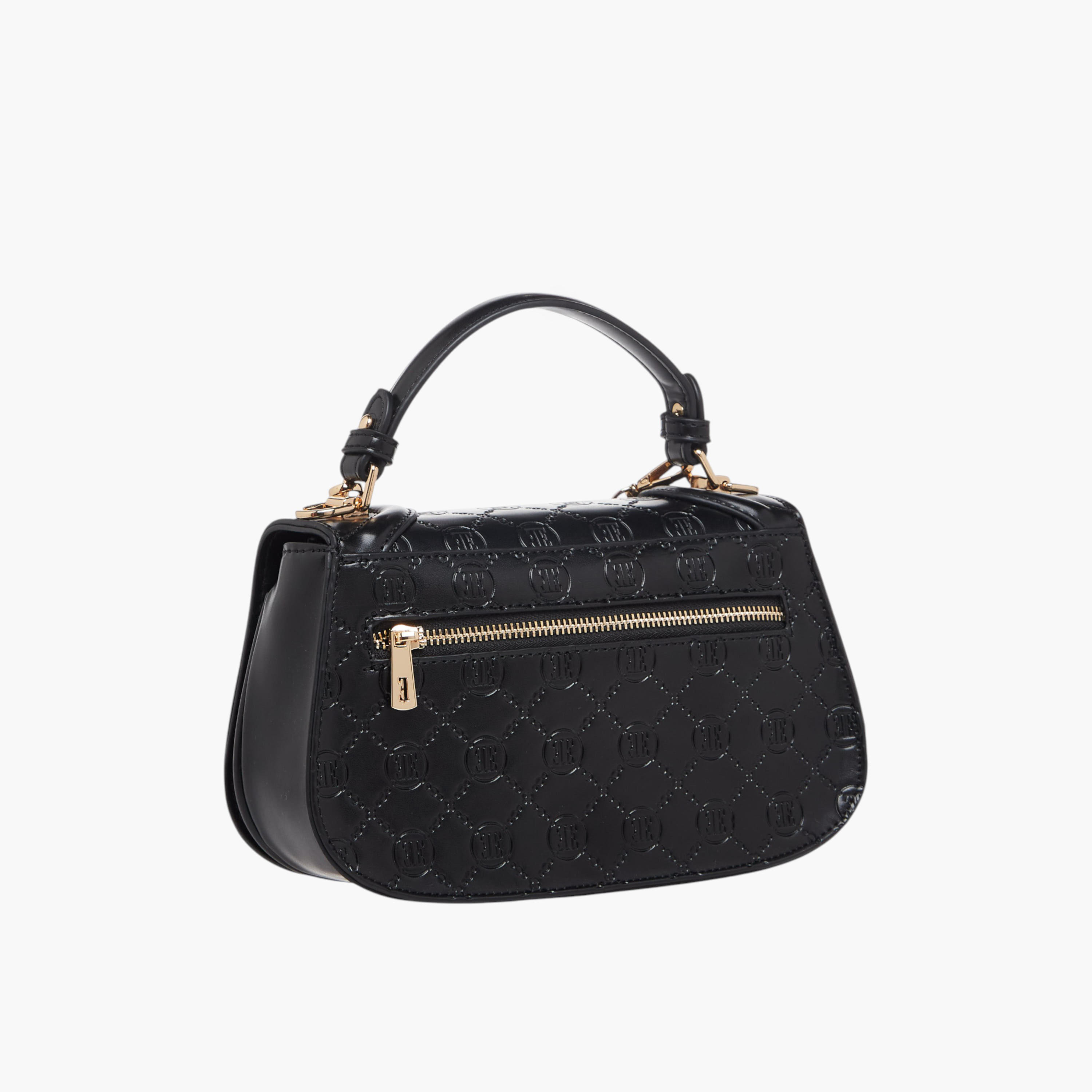 Elle Monogram Embossed Satchel Bag with Metal Accent-women-bagsandwallets-handbags-image-4