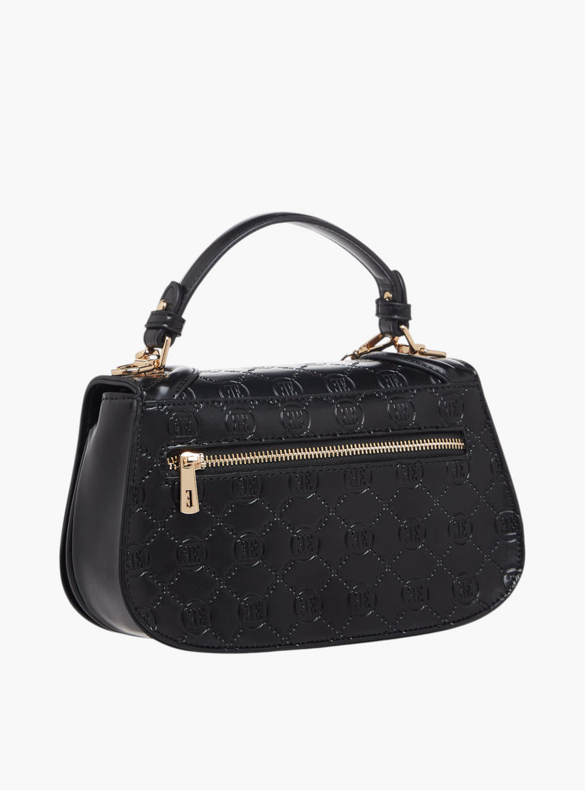 Elle Monogram Embossed Satchel Bag with Metal Accent-women-bagsandwallets-handbags-image-4