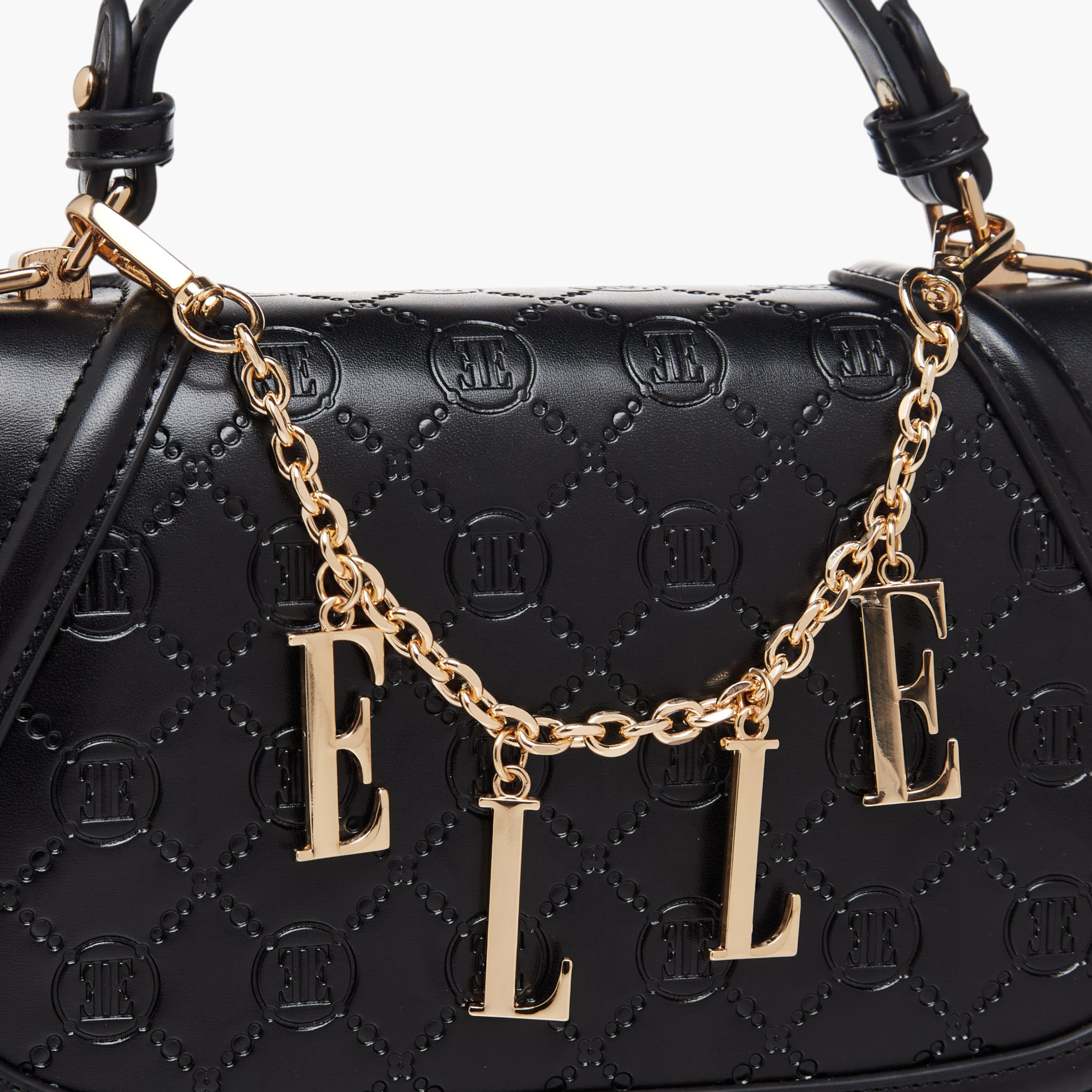 Elle Monogram Embossed Satchel Bag with Metal Accent-women-bagsandwallets-handbags-image-5