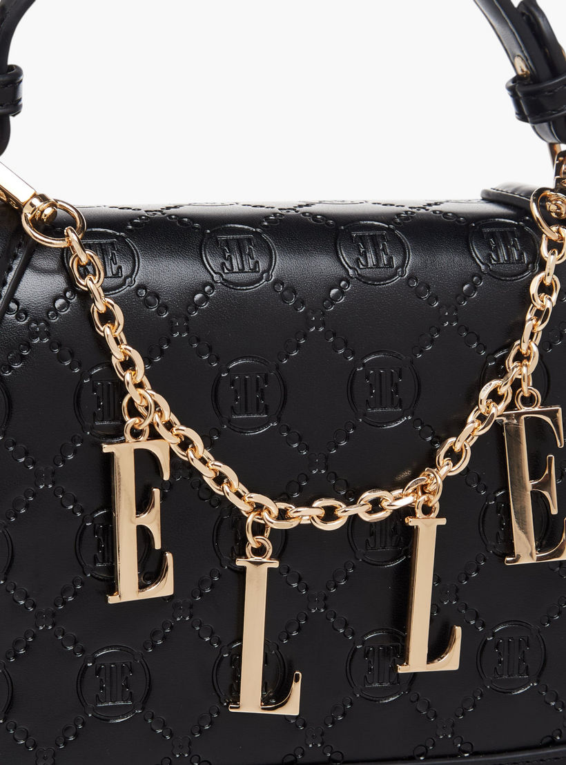 Elle Monogram Embossed Satchel Bag with Metal Accent-women-bagsandwallets-handbags-image-5
