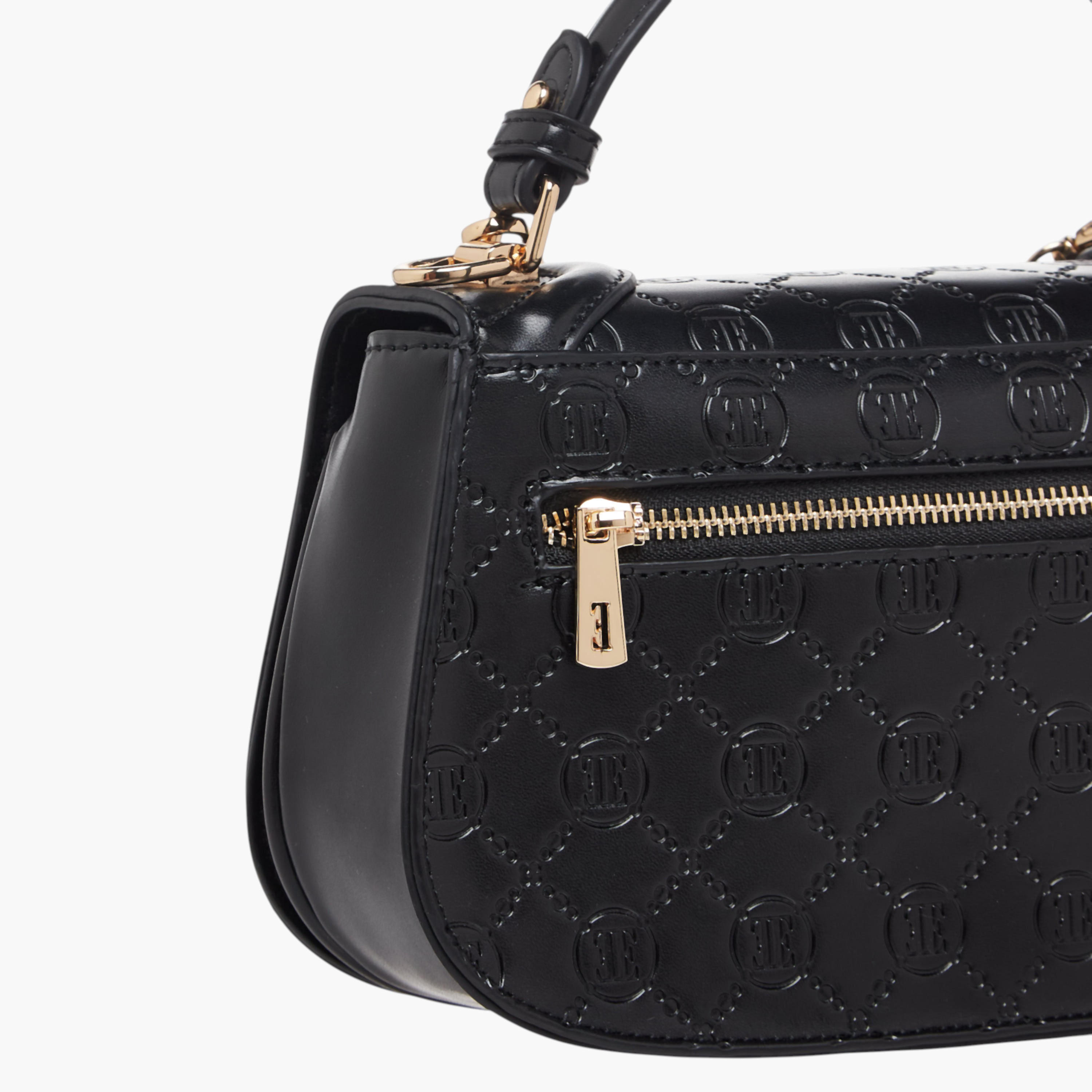 Elle Monogram Embossed Satchel Bag with Metal Accent-women-bagsandwallets-handbags-image-6