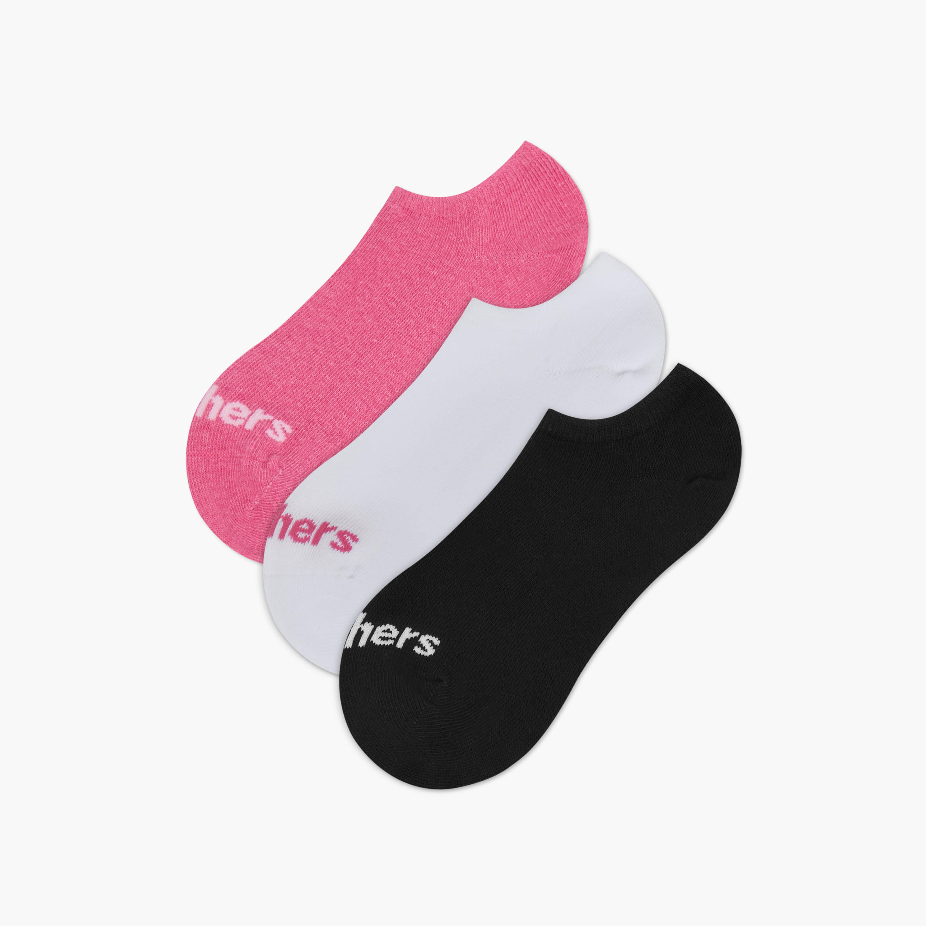 Skechers Logo Print Non Terry No Show Socks - Set of 3-girls-accessories-socks-image-1
