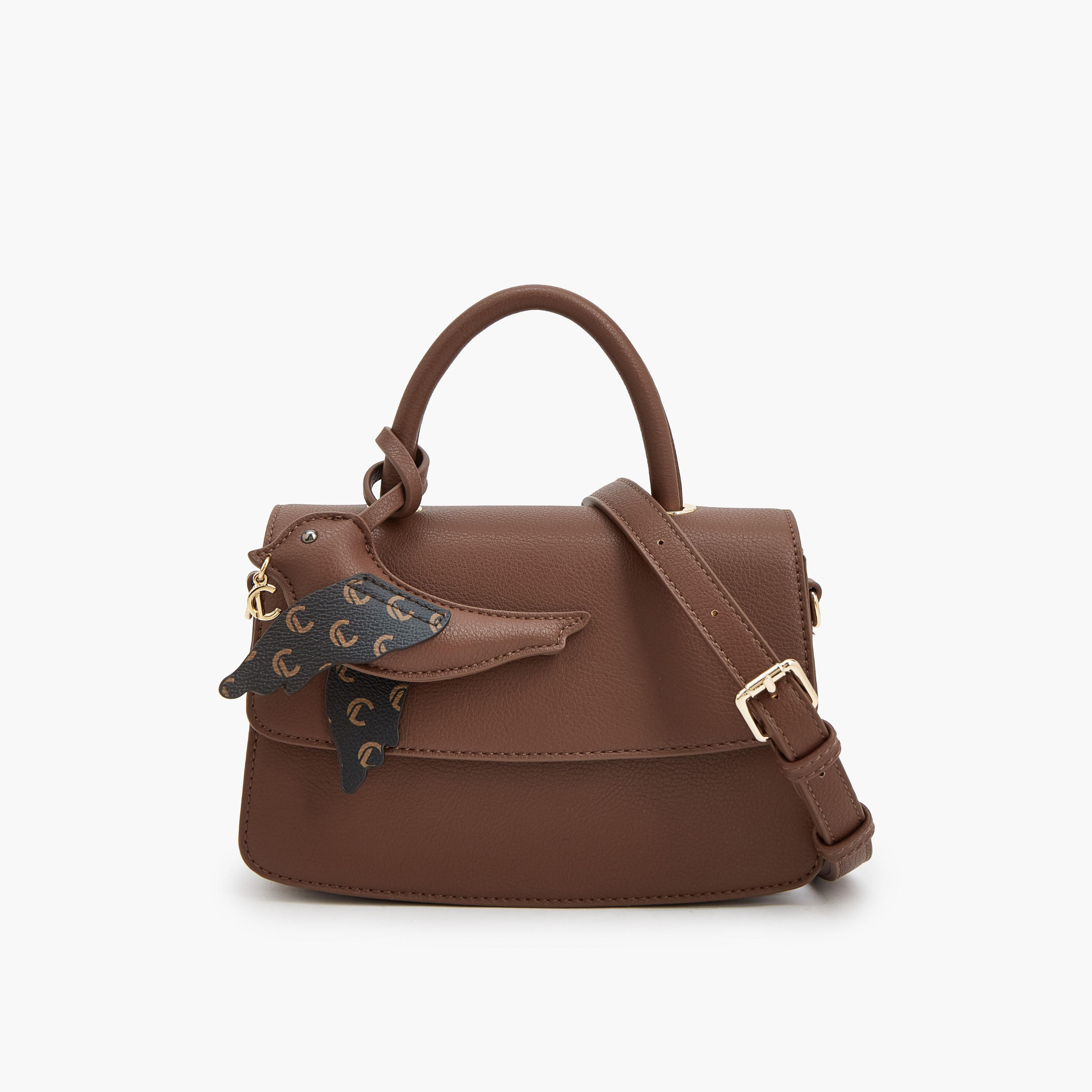 شنطة ساتشل بطبعات مونوجرام مع زينة طائر وحزام قابل للتعديل من لو كونفورت-women-bagsandwallets-handbags-image-1