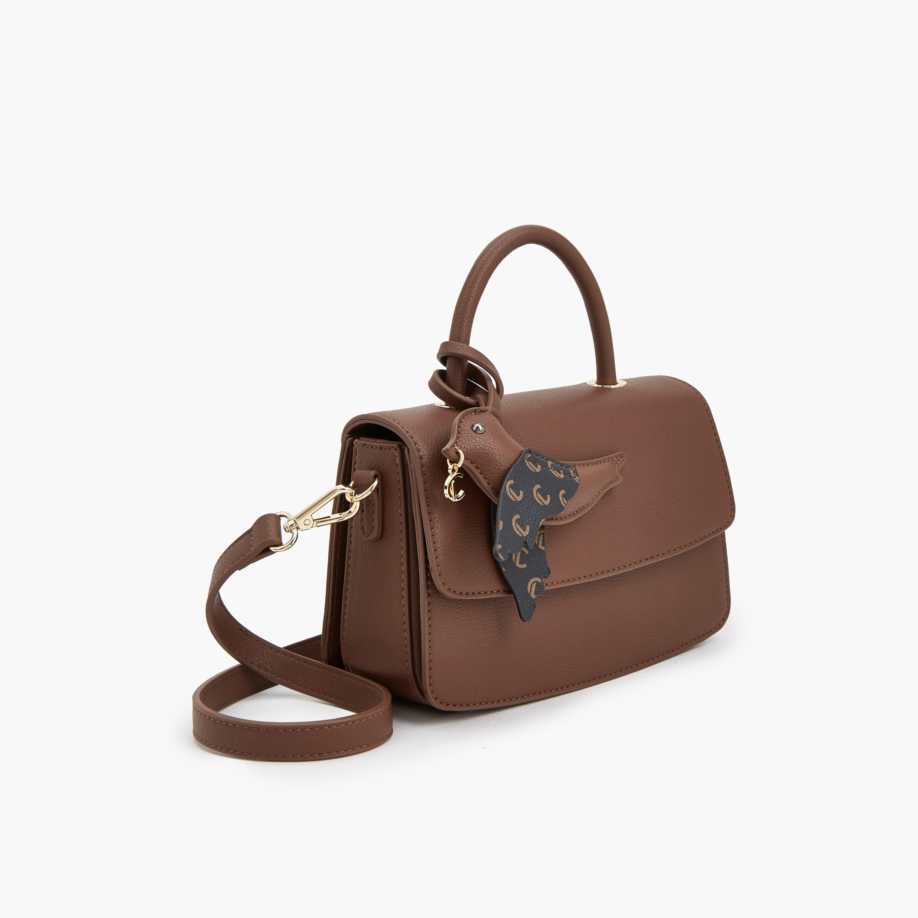 شنطة ساتشل بطبعات مونوجرام مع زينة طائر وحزام قابل للتعديل من لو كونفورت-women-bagsandwallets-handbags-image-3