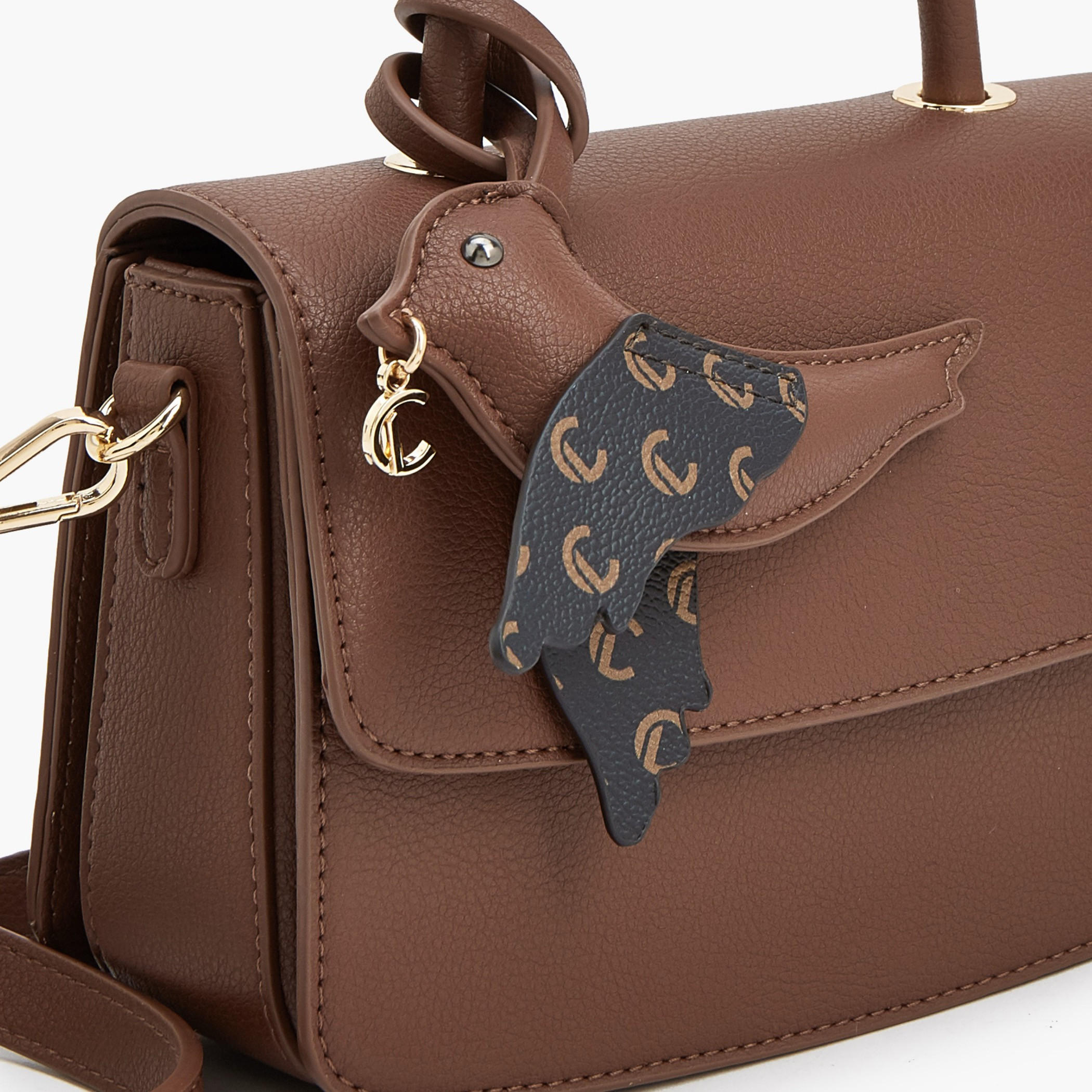 شنطة ساتشل بطبعات مونوجرام مع زينة طائر وحزام قابل للتعديل من لو كونفورت-women-bagsandwallets-handbags-image-4