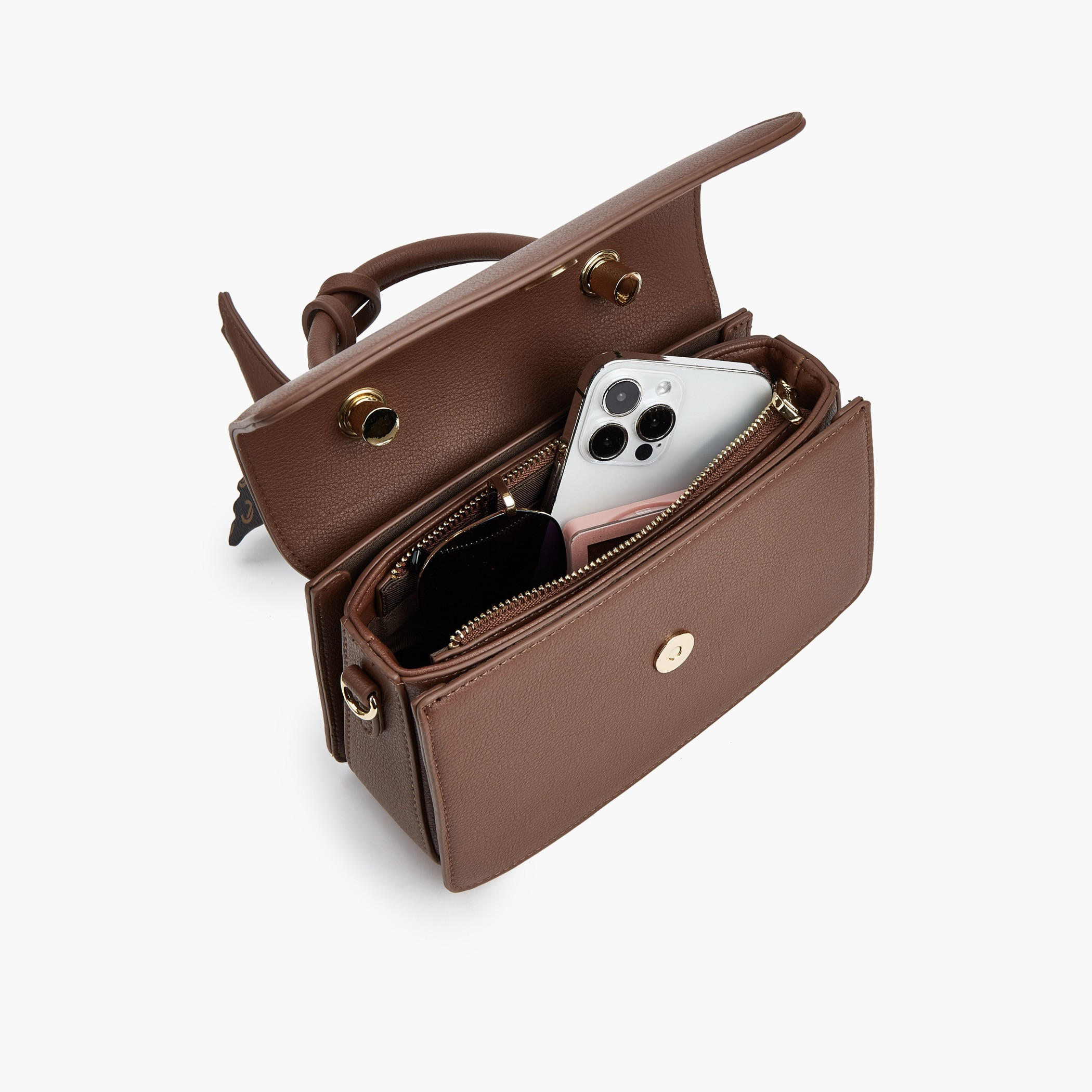 شنطة ساتشل بطبعات مونوجرام مع زينة طائر وحزام قابل للتعديل من لو كونفورت-women-bagsandwallets-handbags-image-7