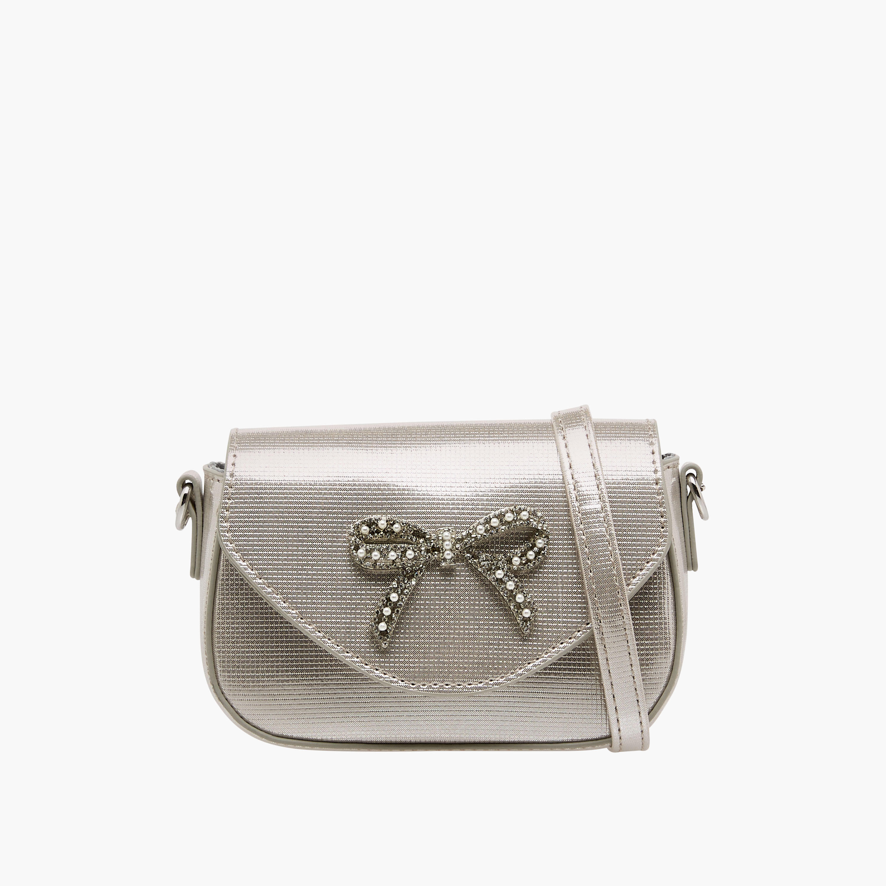 Celeste Bow Embellished Crossbody Bag with Chain Strap-girls-accessories-bags-image-1