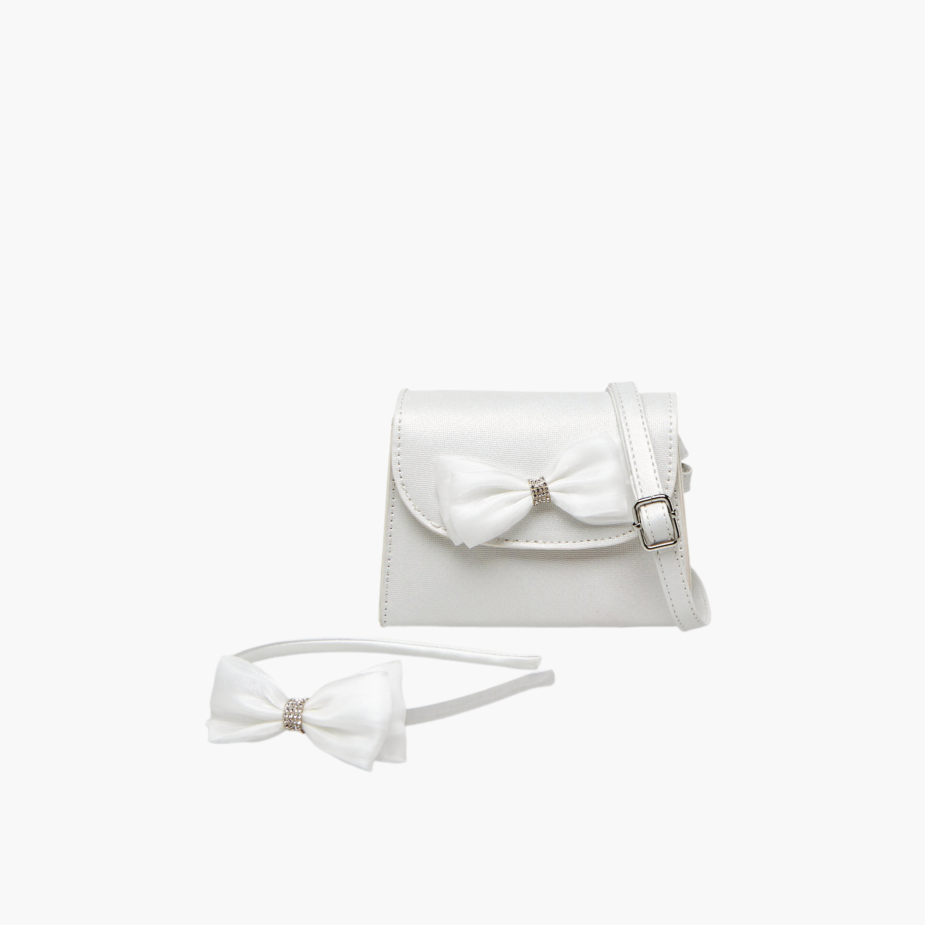 Little Missy Bow Embellished Crossbody Bag with Hairband Set-girls-accessories-bags-image-1