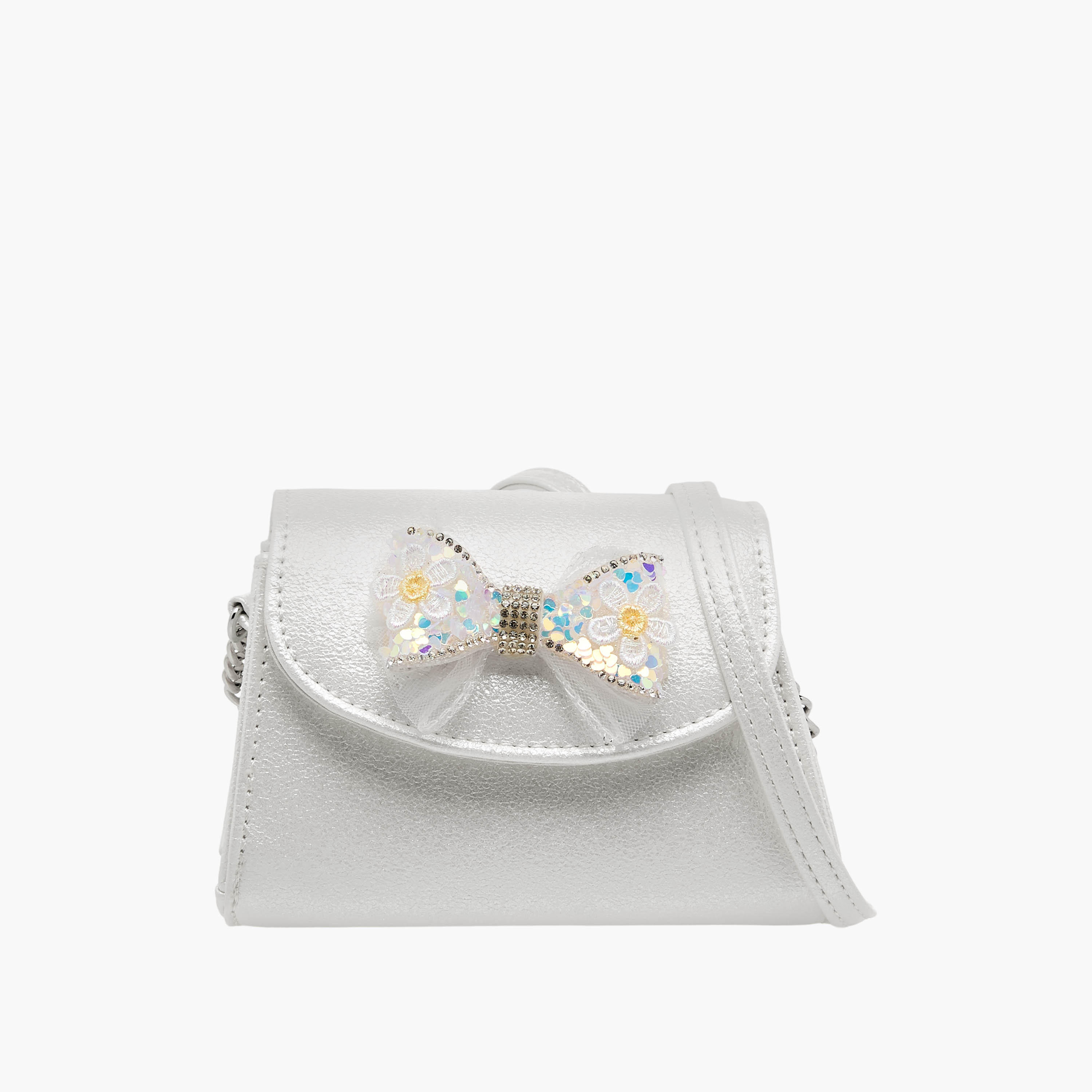 Celeste Bow Embellished Crossbody Bag with Chain Strap-girls-accessories-bags-image-1