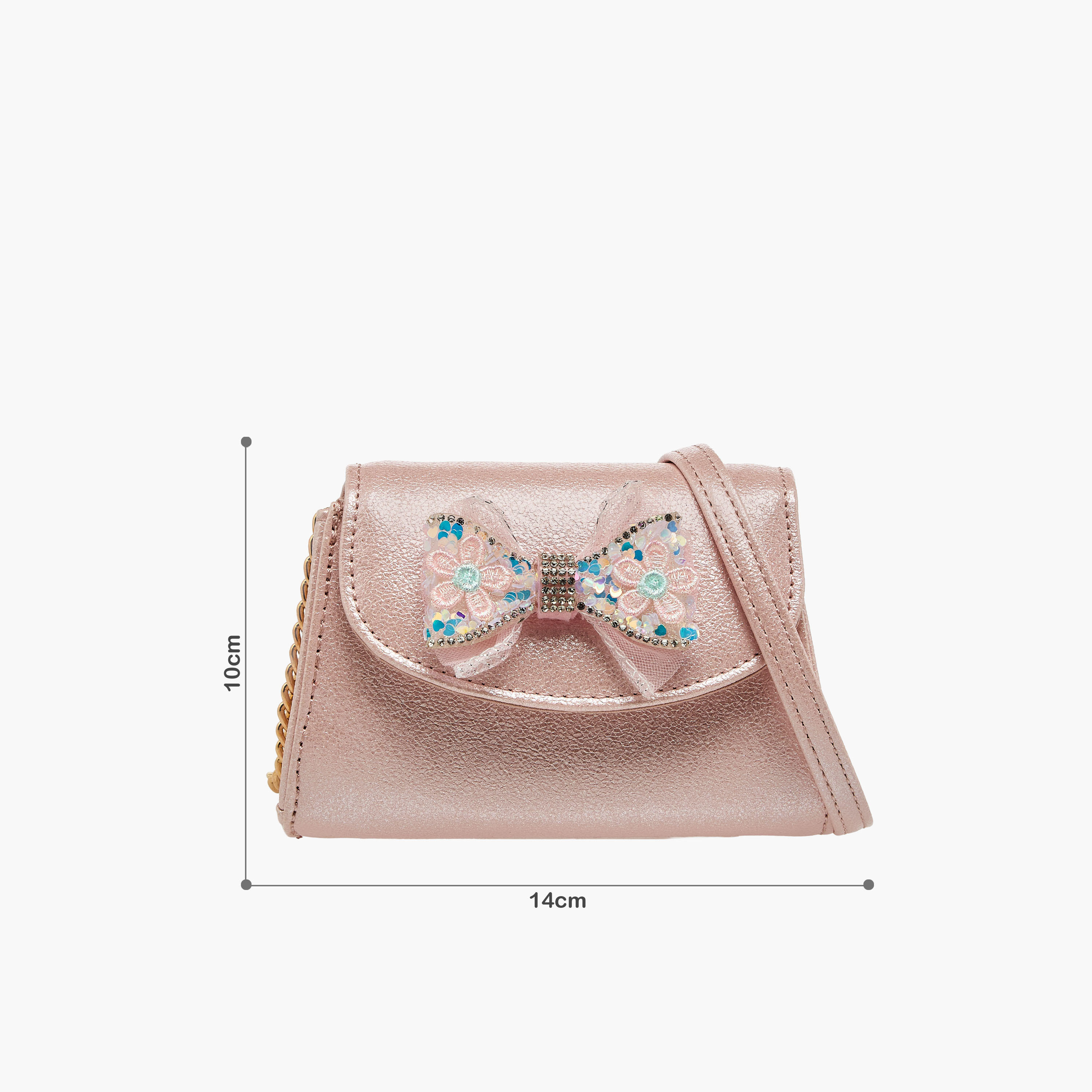 Celeste Bow Embellished Crossbody Bag with Chain Strap-girls-accessories-bags-image-2