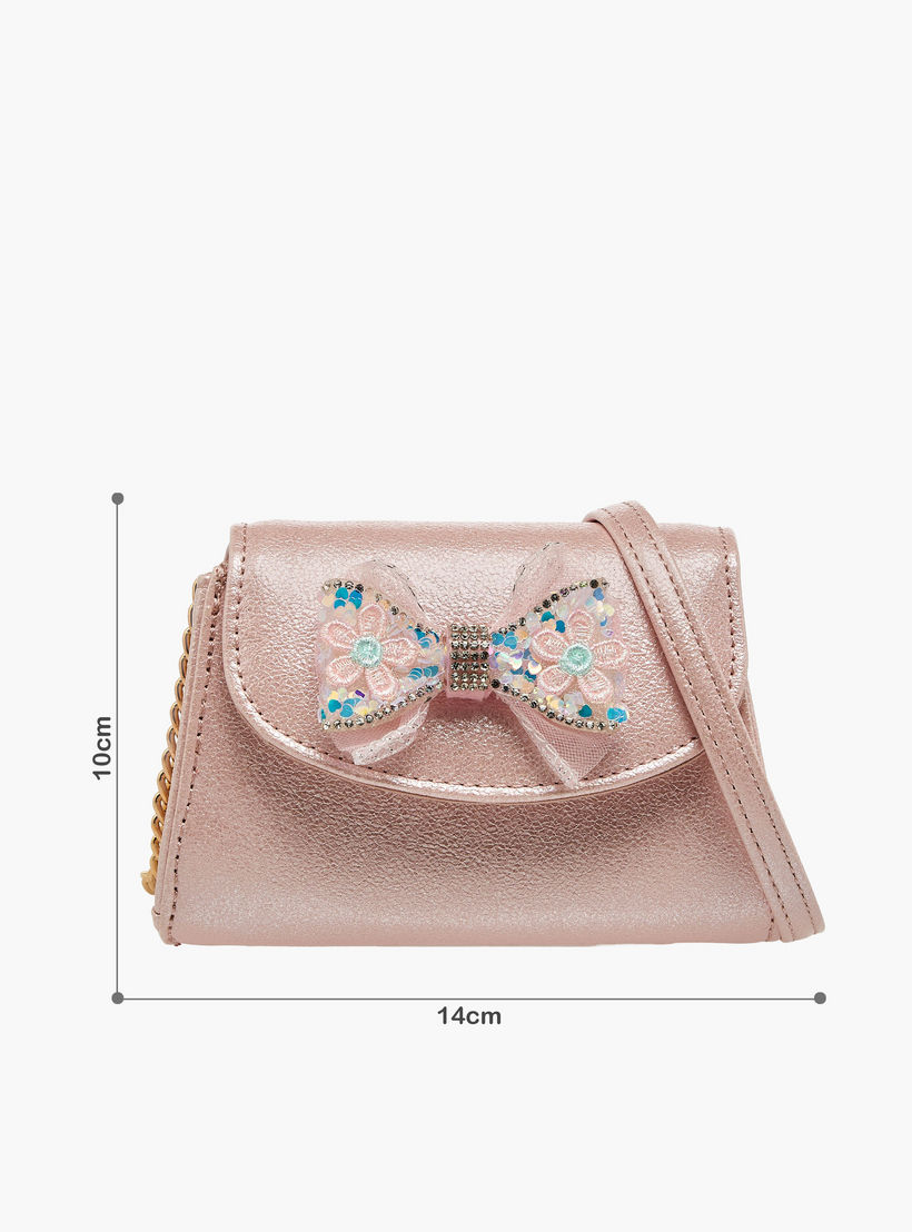 Celeste Bow Embellished Crossbody Bag with Chain Strap-girls-accessories-bags-image-2