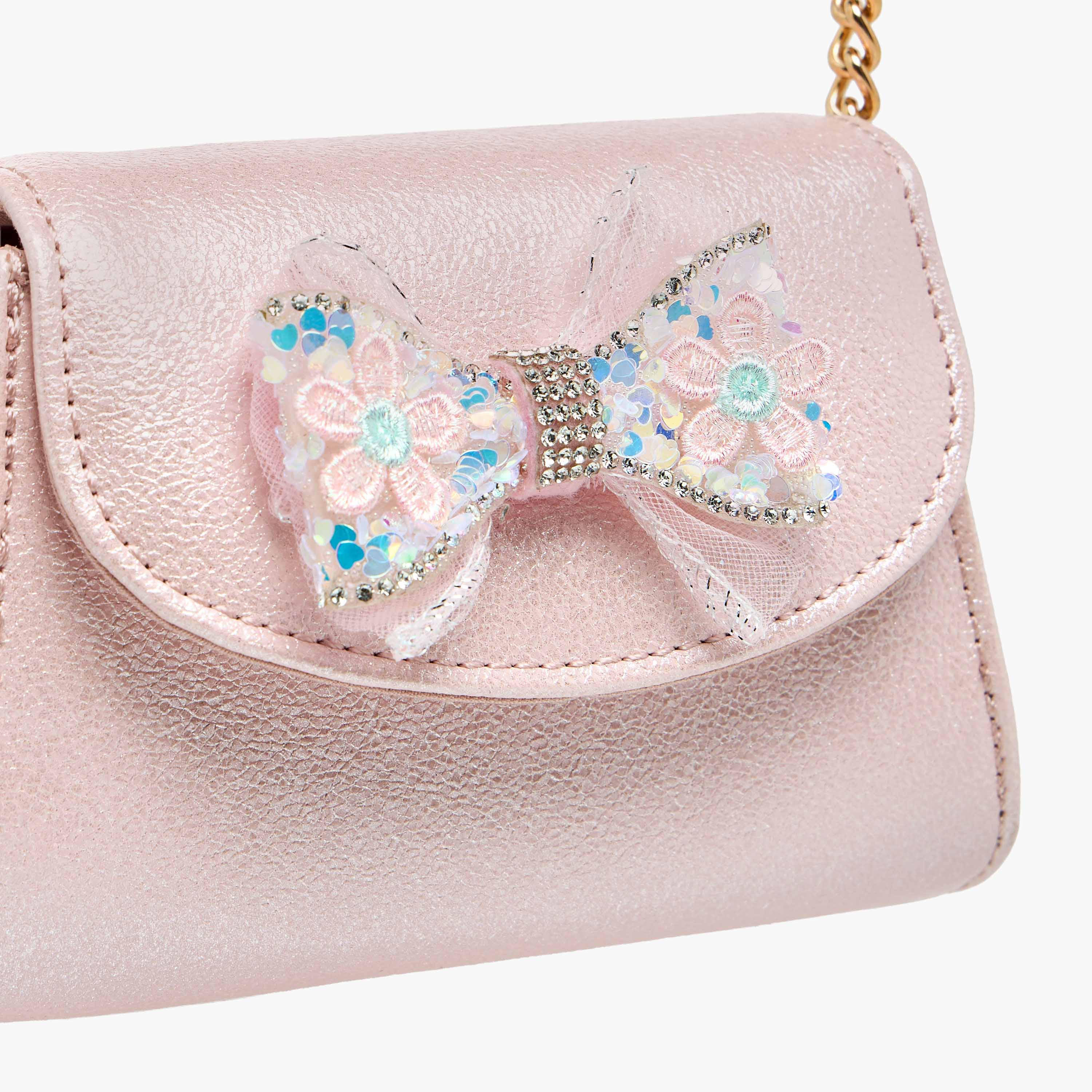 Celeste Bow Embellished Crossbody Bag with Chain Strap-girls-accessories-bags-image-5