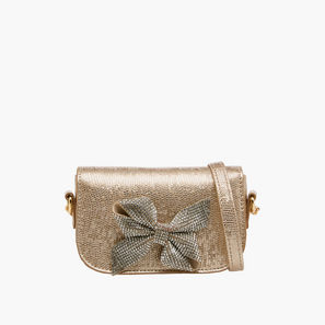 Celeste Bow Embellished Crossbody Bag with Chain Strap-girls-accessories-image-1