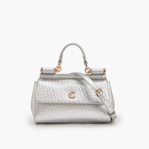Le Confort Weave Textured Satchel Bag with Detachable Strap-women-image-1