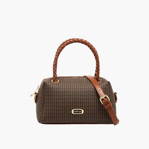Missy Monogram Print Tote Bag with Braided Double Handle-women-image-1