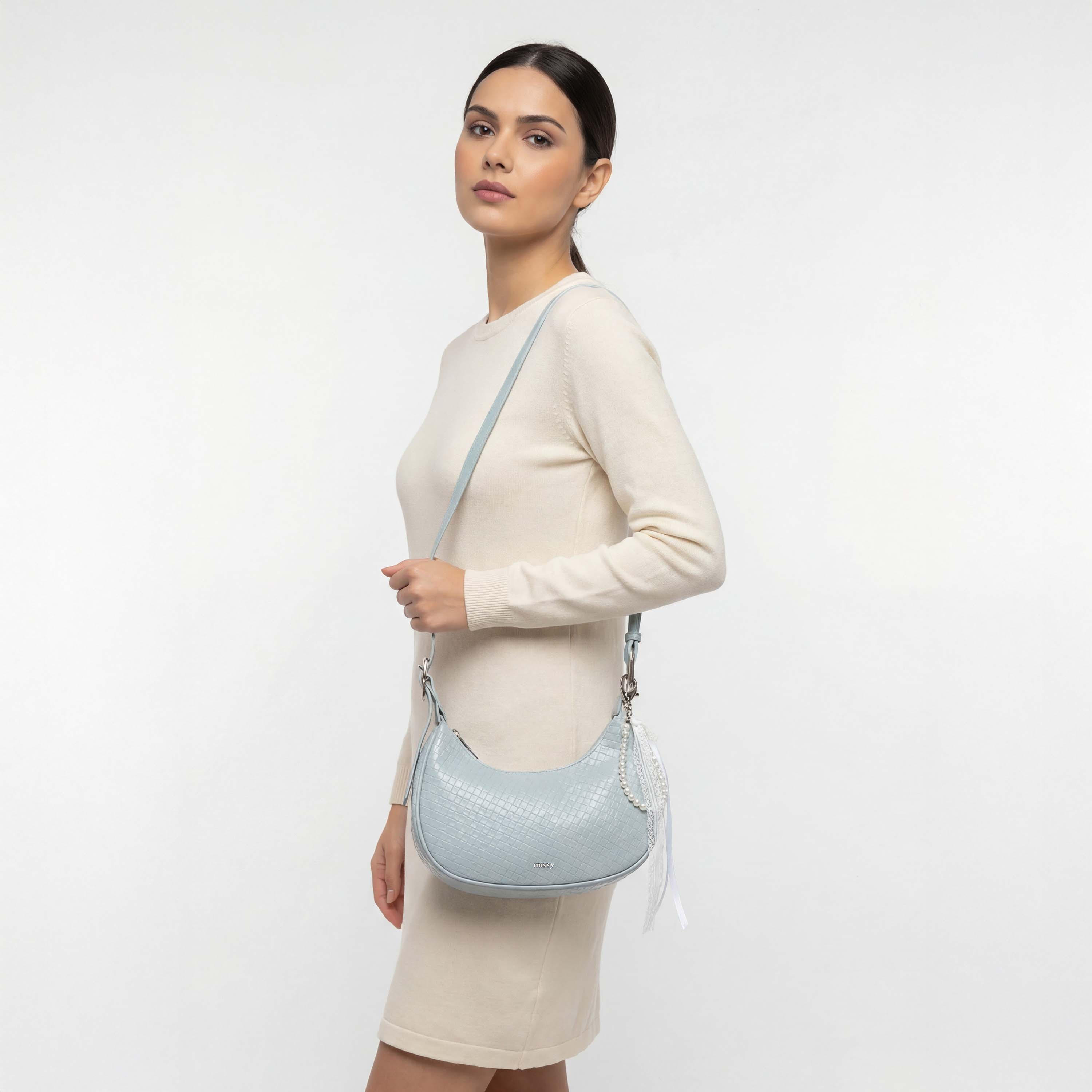 Missy Textured Shoulder Bag with Pearl Ribbon Bag Charm-women-bagsandwallets-handbags-image-2