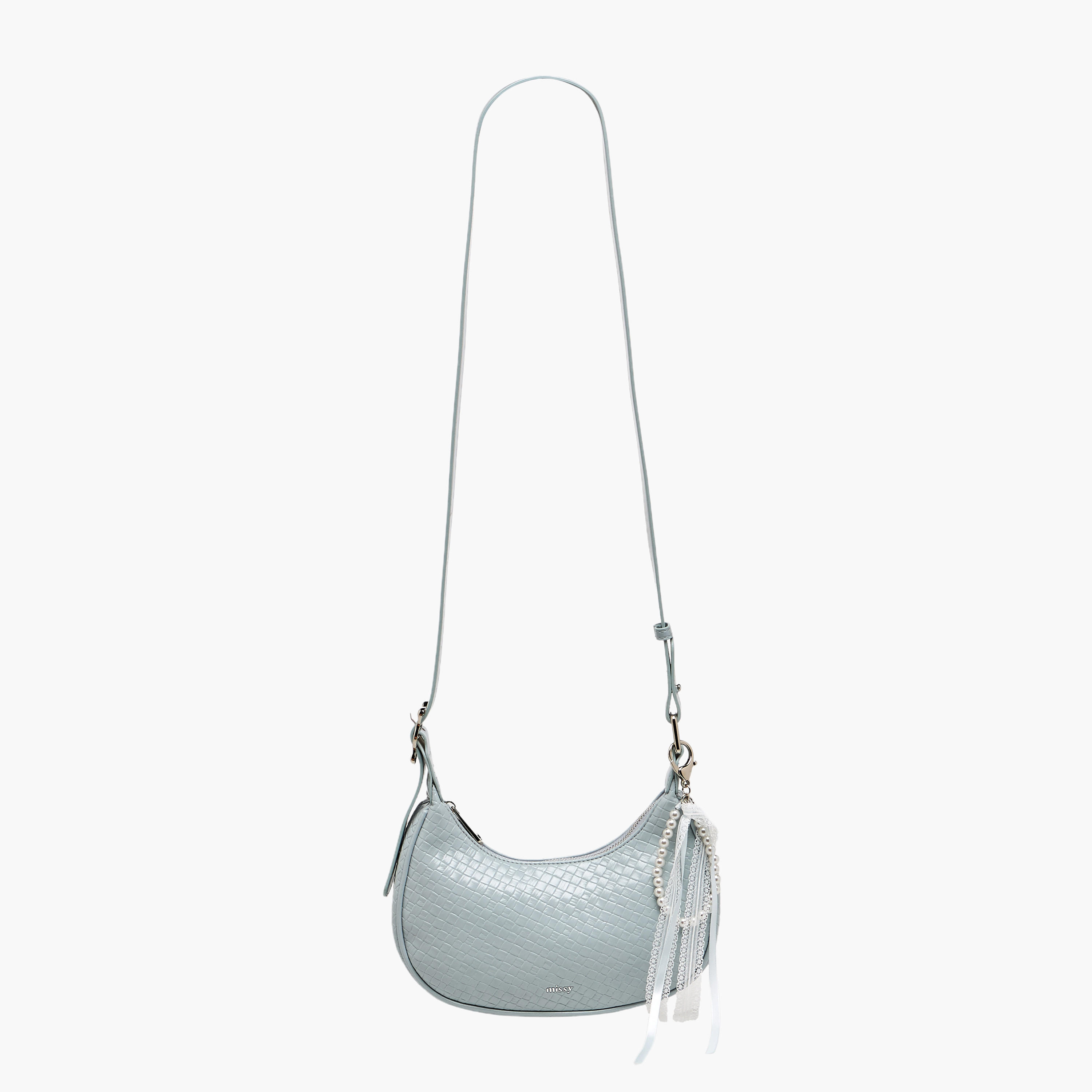 Missy Textured Shoulder Bag with Pearl Ribbon Bag Charm-women-bagsandwallets-handbags-image-3