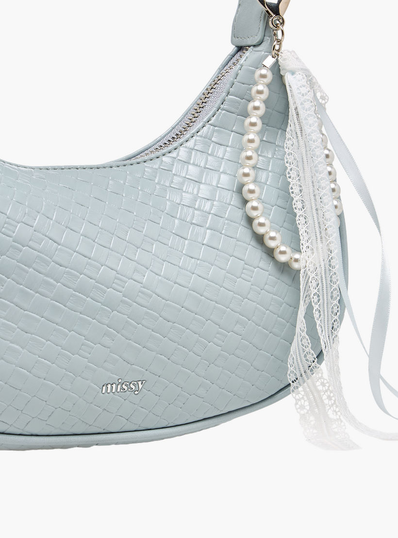 Missy Textured Shoulder Bag with Pearl Ribbon Bag Charm-women-bagsandwallets-handbags-image-5