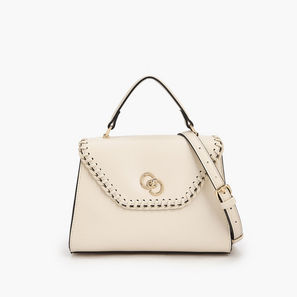 Celeste Stitch Design Satchel Bag with Twist Lock Closure-women-image-1