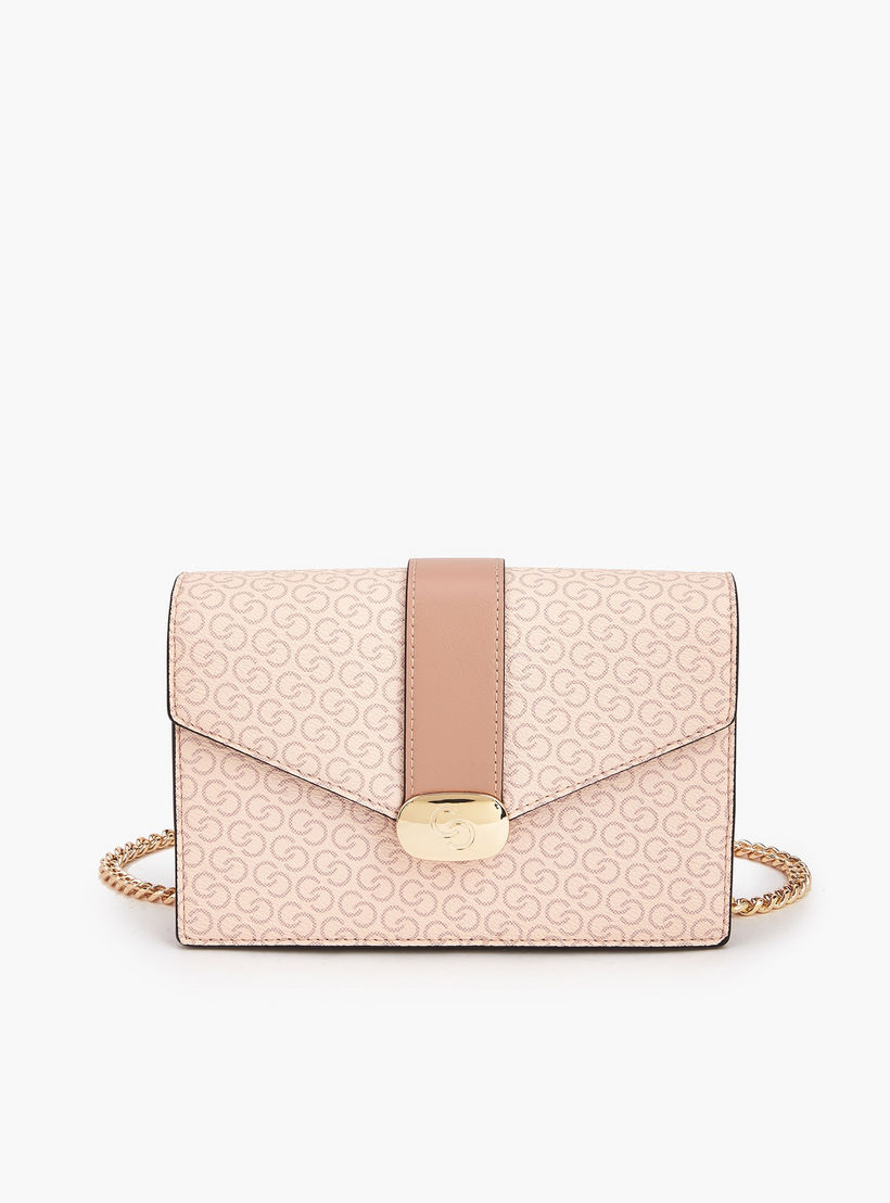 Celeste Monogram Print Crossbody Bag with Chain Strap-women-bagsandwallets-handbags-image-1