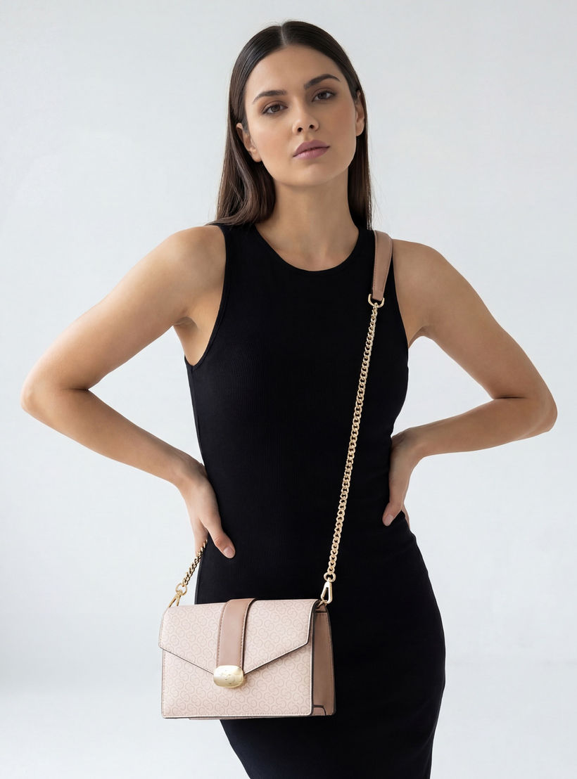 Celeste Monogram Print Crossbody Bag with Chain Strap-women-bagsandwallets-handbags-image-2