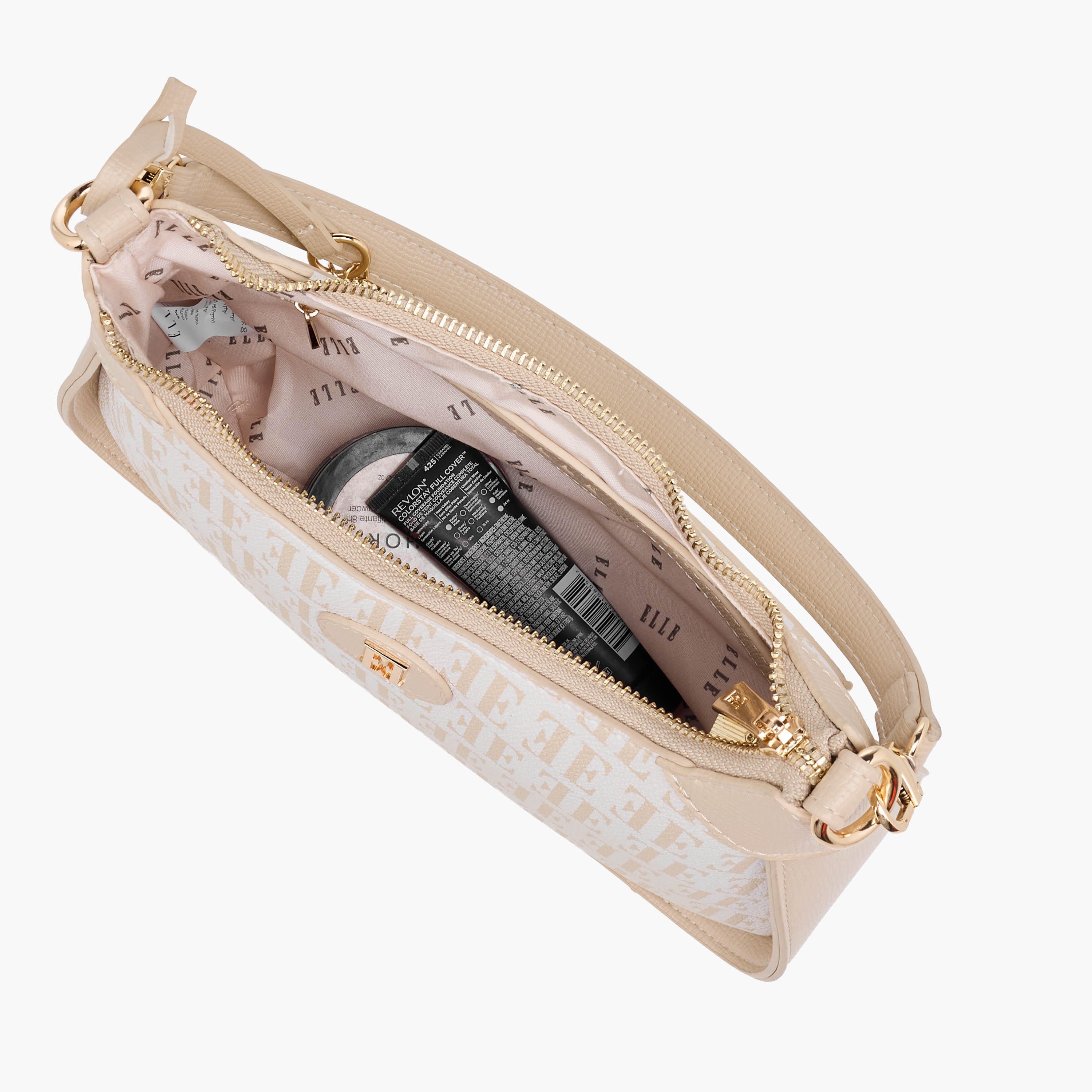 Elle Monogram Print Shoulder Bag with Detachable Strap-women-bagsandwallets-handbags-image-10