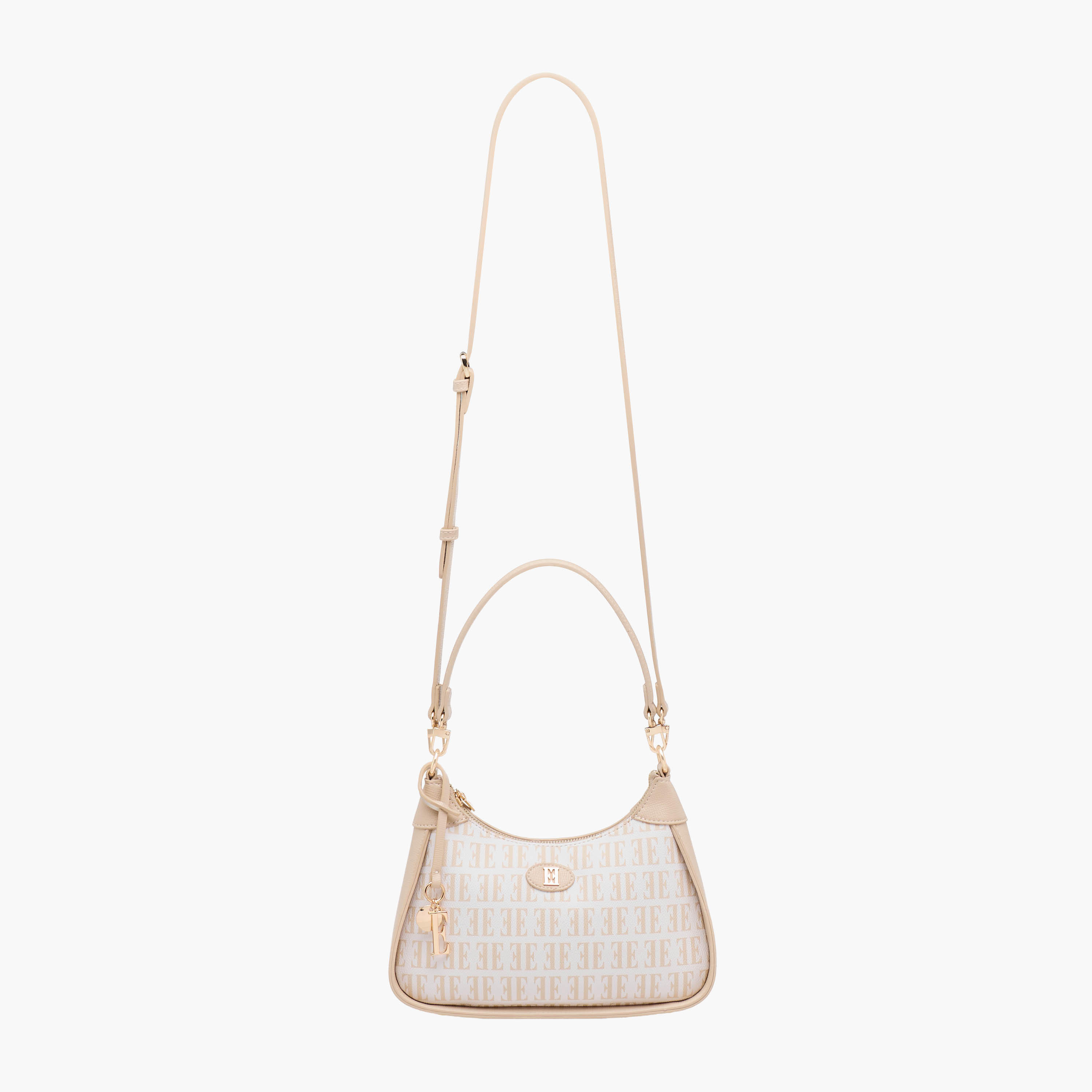 Elle Monogram Print Shoulder Bag with Detachable Strap-women-bagsandwallets-handbags-image-4