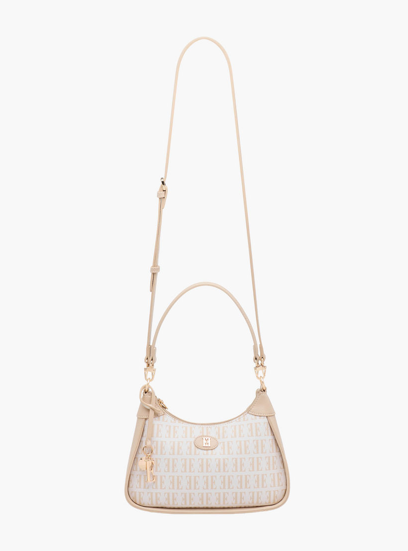 Elle Monogram Print Shoulder Bag with Detachable Strap-women-bagsandwallets-handbags-image-4
