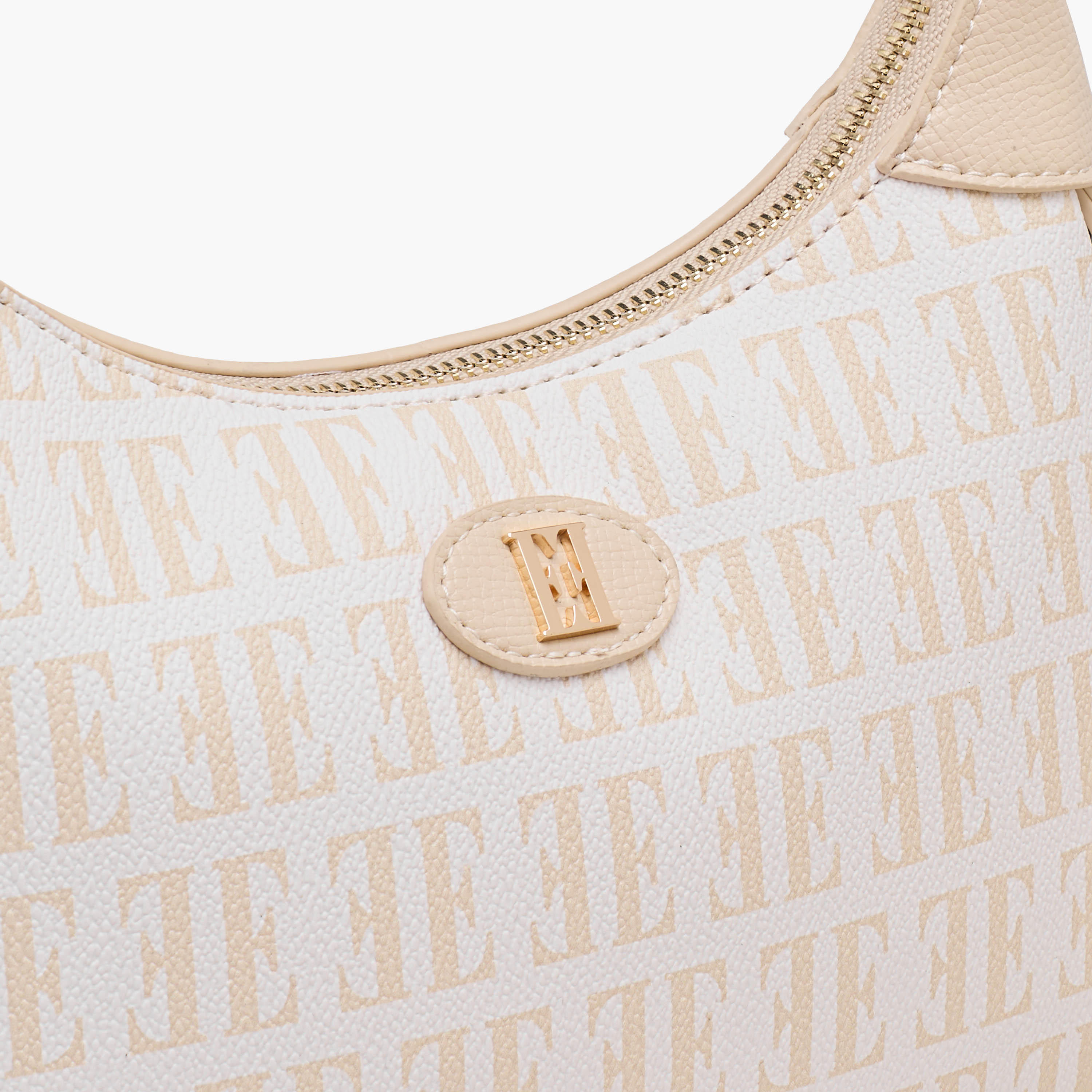 Elle Monogram Print Shoulder Bag with Detachable Strap-women-bagsandwallets-handbags-image-6