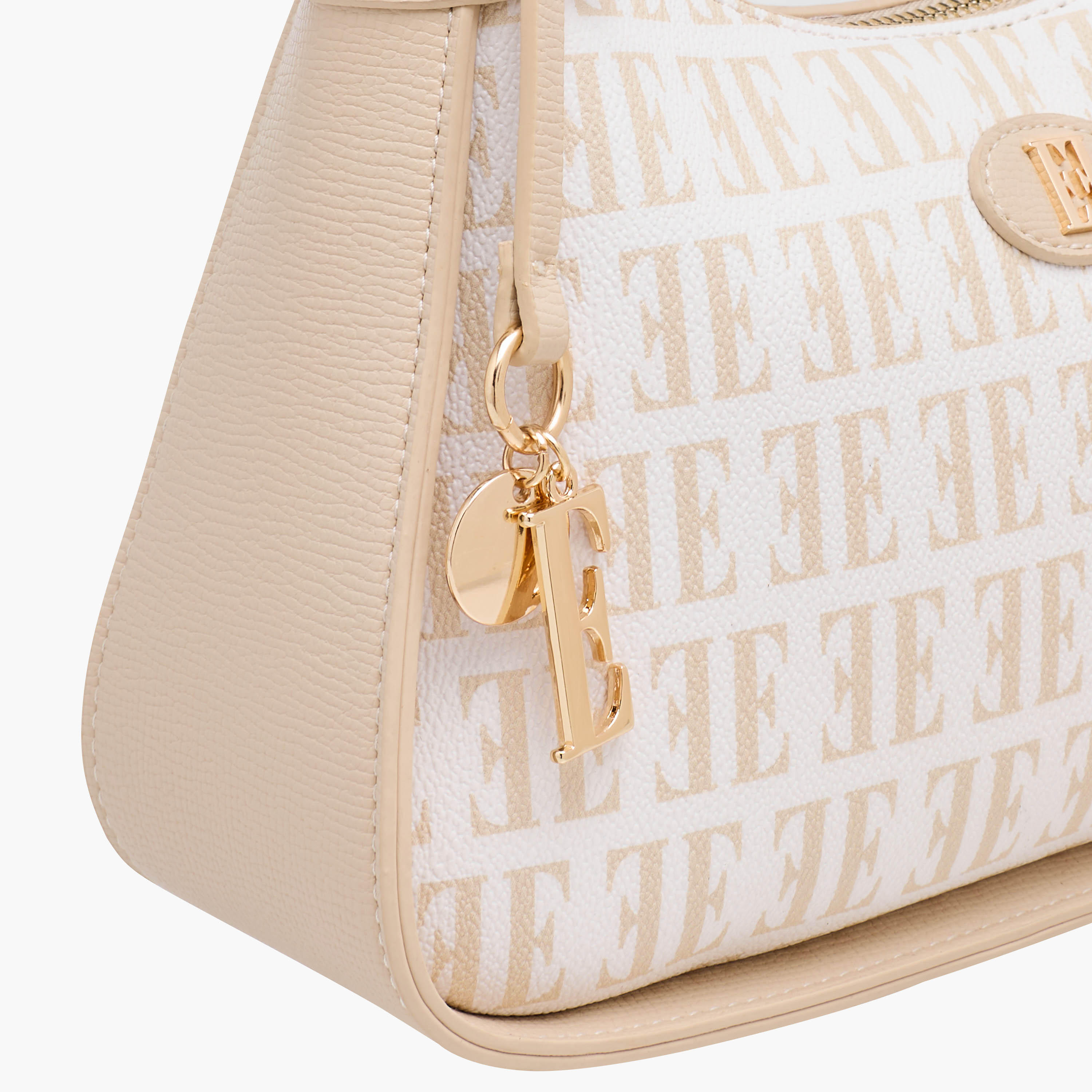 Elle Monogram Print Shoulder Bag with Detachable Strap-women-bagsandwallets-handbags-image-7