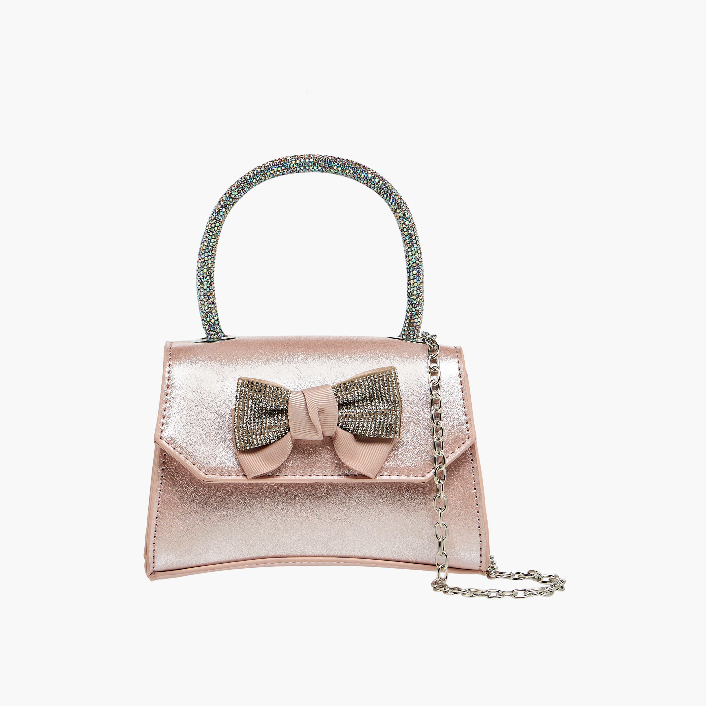 شنطة كروس بودي مزينة بفيونكة وحزام سلسلة من سيليست-girls-accessories-bags-image-1