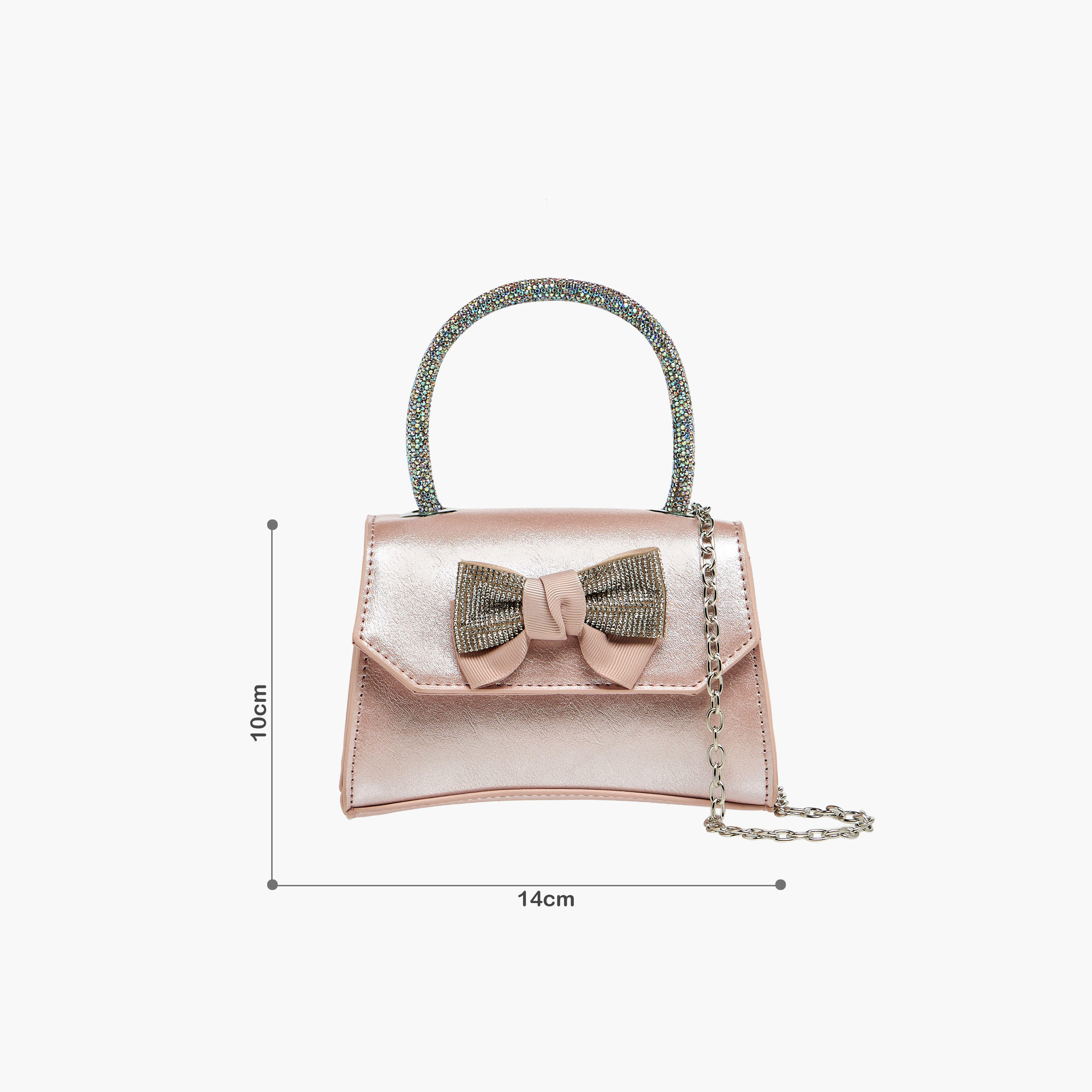 شنطة كروس بودي مزينة بفيونكة وحزام سلسلة من سيليست-girls-accessories-bags-image-2