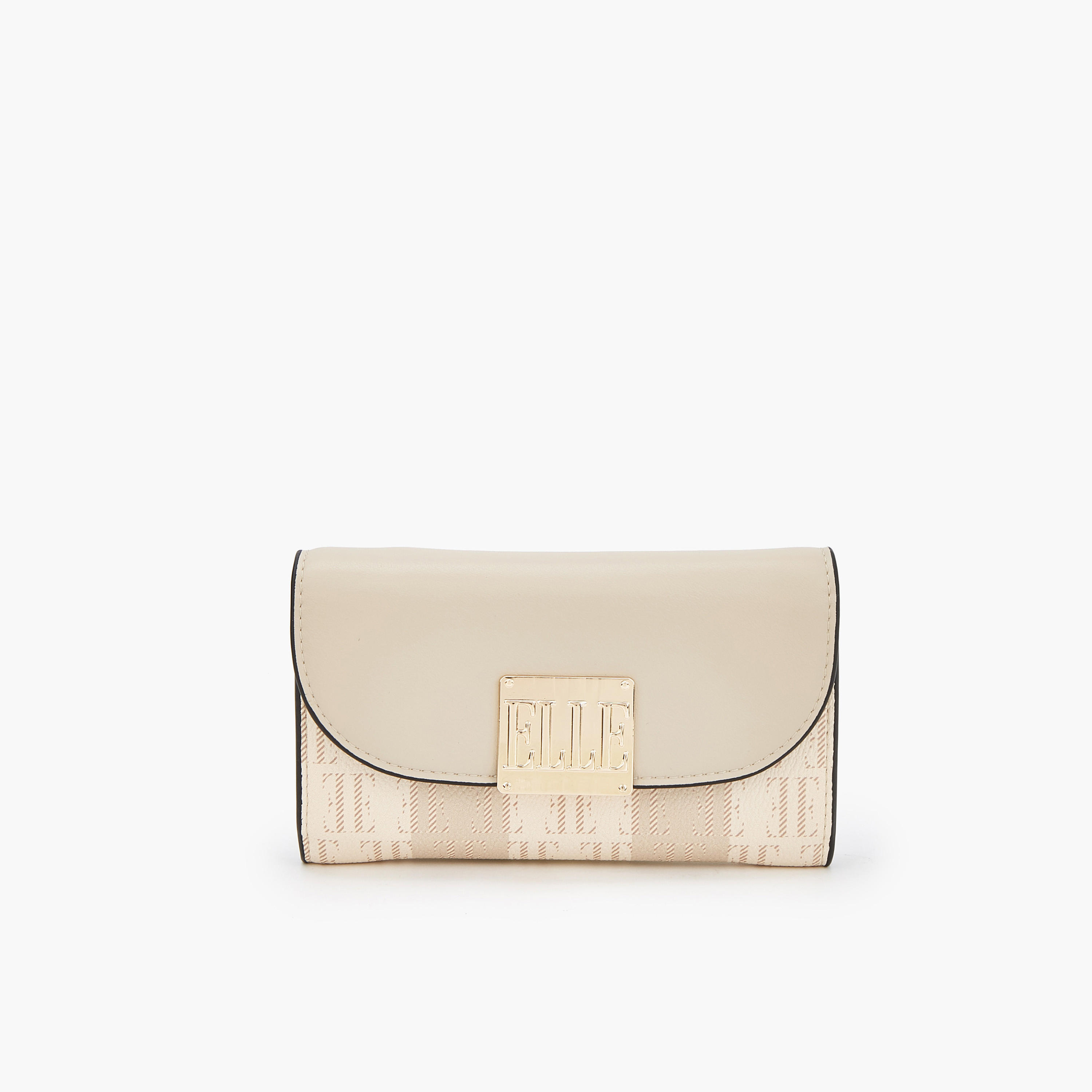 Elle Monogram Print Wallet with Magnetic Closure-women-bagsandwallets-wallets-image-1