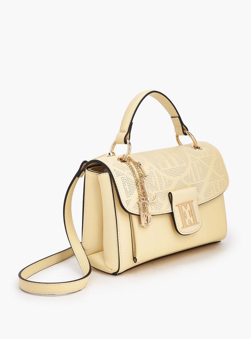 Elle Laser Cut Textured Satchel Bag with Detachable Strap-women-bagsandwallets-handbags-image-3