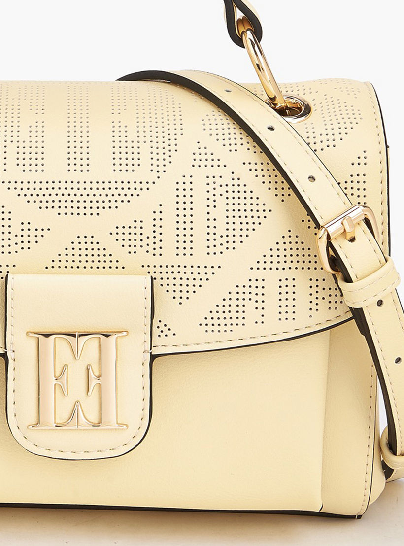 Elle Laser Cut Textured Satchel Bag with Detachable Strap-women-bagsandwallets-handbags-image-8