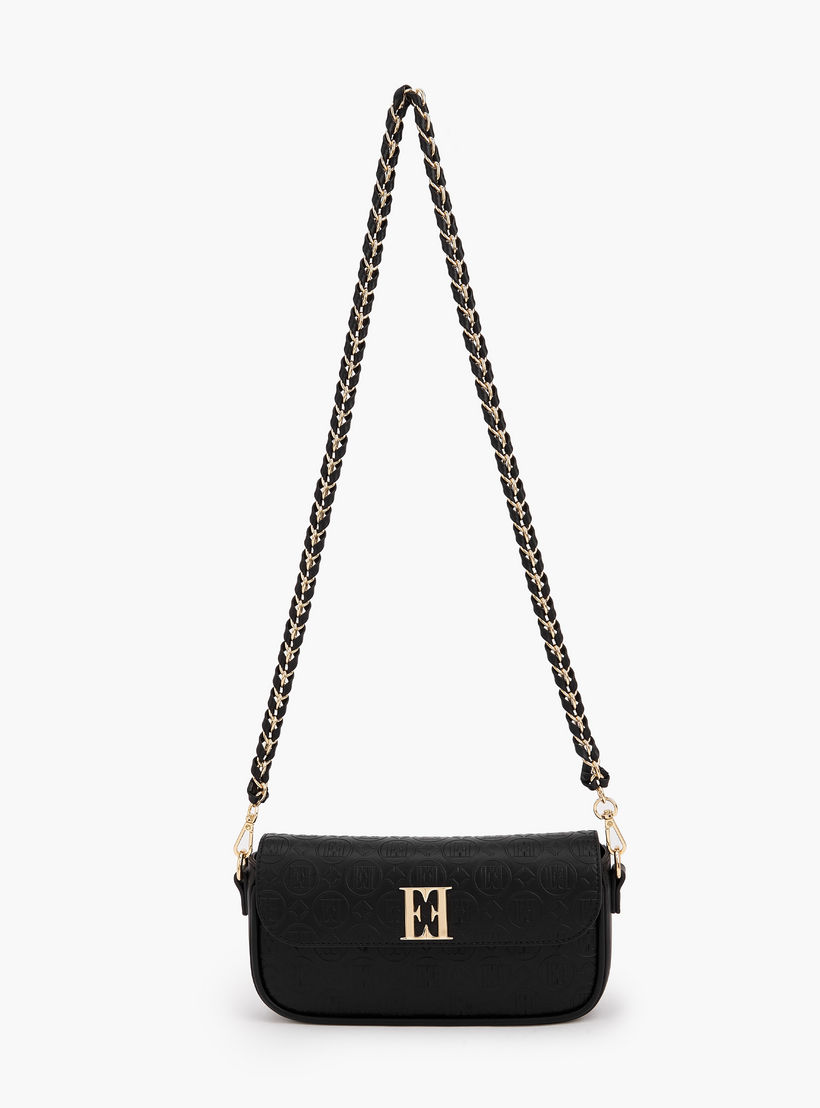 Elle Monogram Debossed Crossbody Bag with Chain Strap-women-bagsandwallets-handbags-image-2