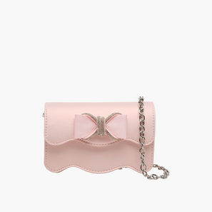Celeste Scalloped Bow Embellished Crossbody Bag with Chain Strap-girls-accessories-image-1